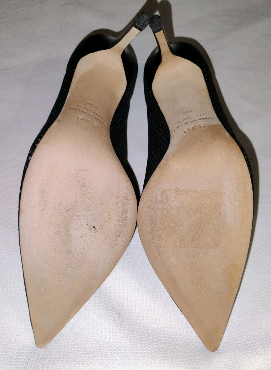 SJP Sarah Jessica Parker Fishnet Fawn Shimmery Stiletto Pumps Sz 38.5 US 7.5-8