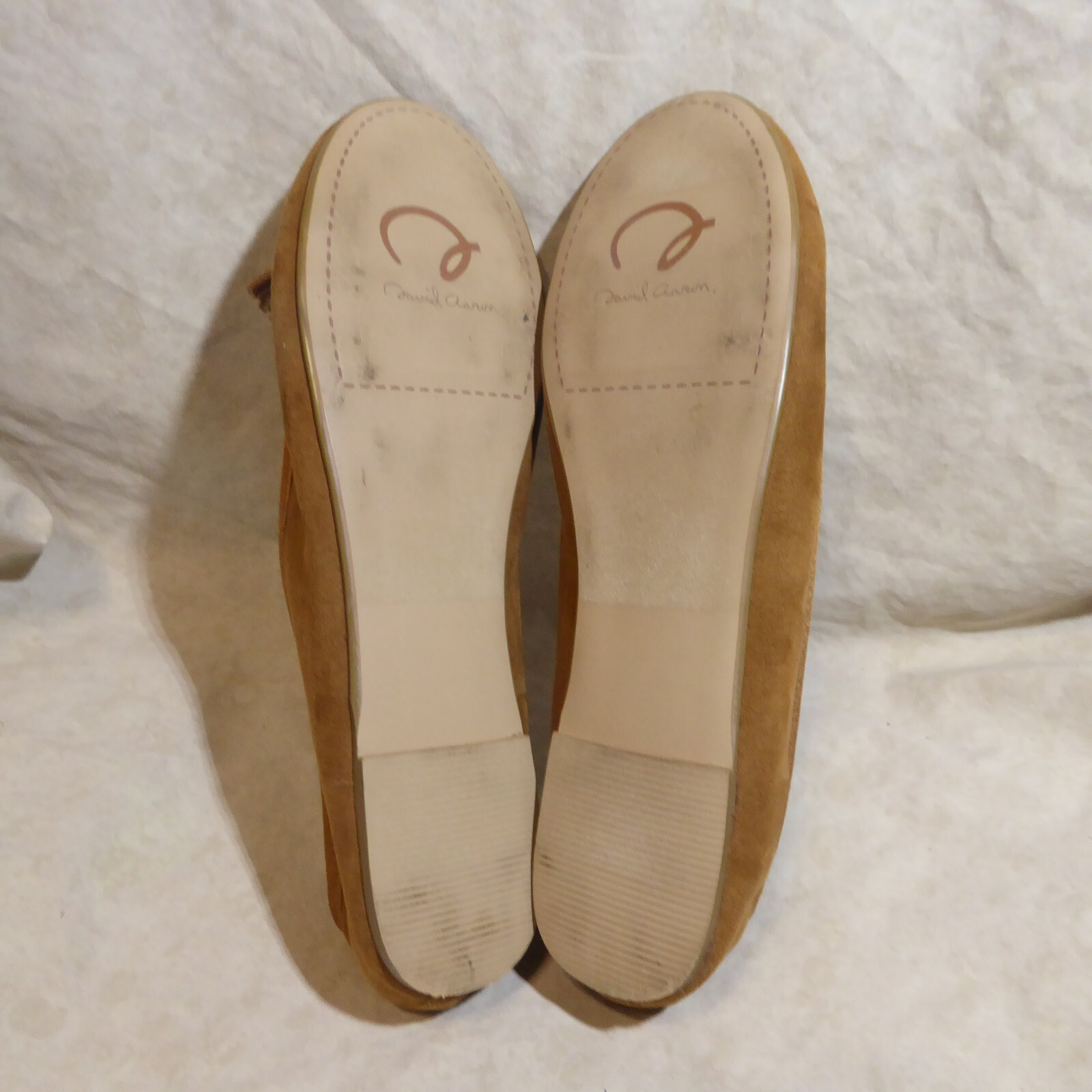 🩰 David Aaron Ballet Flats sz 8.5 M Butterscotch Brown Suede; Tasseled Bows