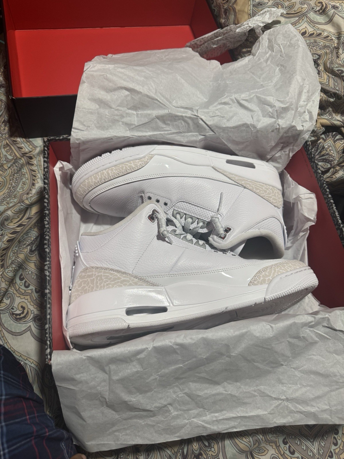 Air Jordan 3 Retro White/metallic Silver-white Blanc/Blanc/Argent Metallique