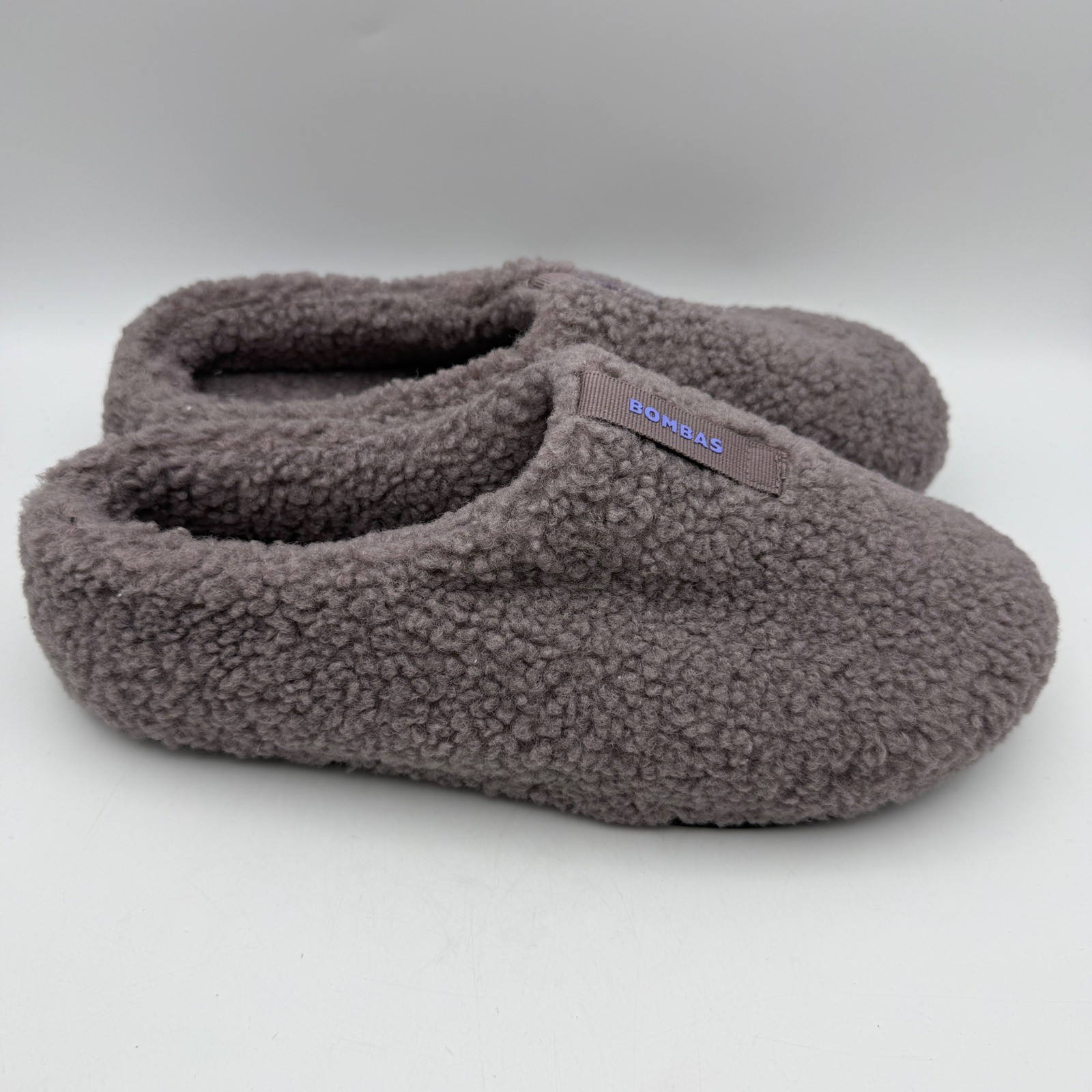 Bombas Sherpa Slipper Women Size 9 Grey Purple Logo Honeycomb Sole Slip On
