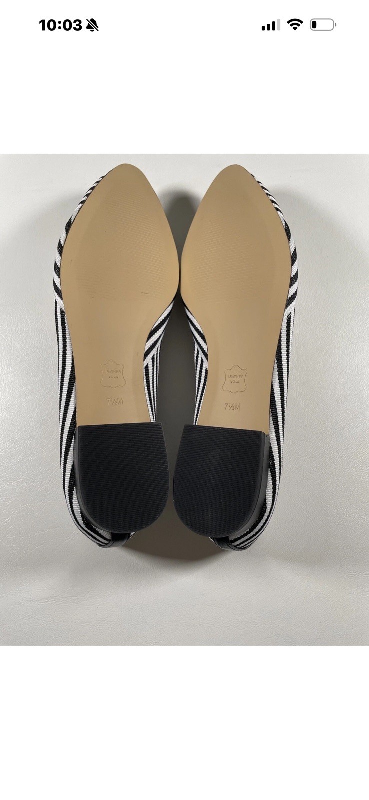 Talbots Womens Shoes Size 7.5 M Flats White Black Edison Ribbons Striped New Box