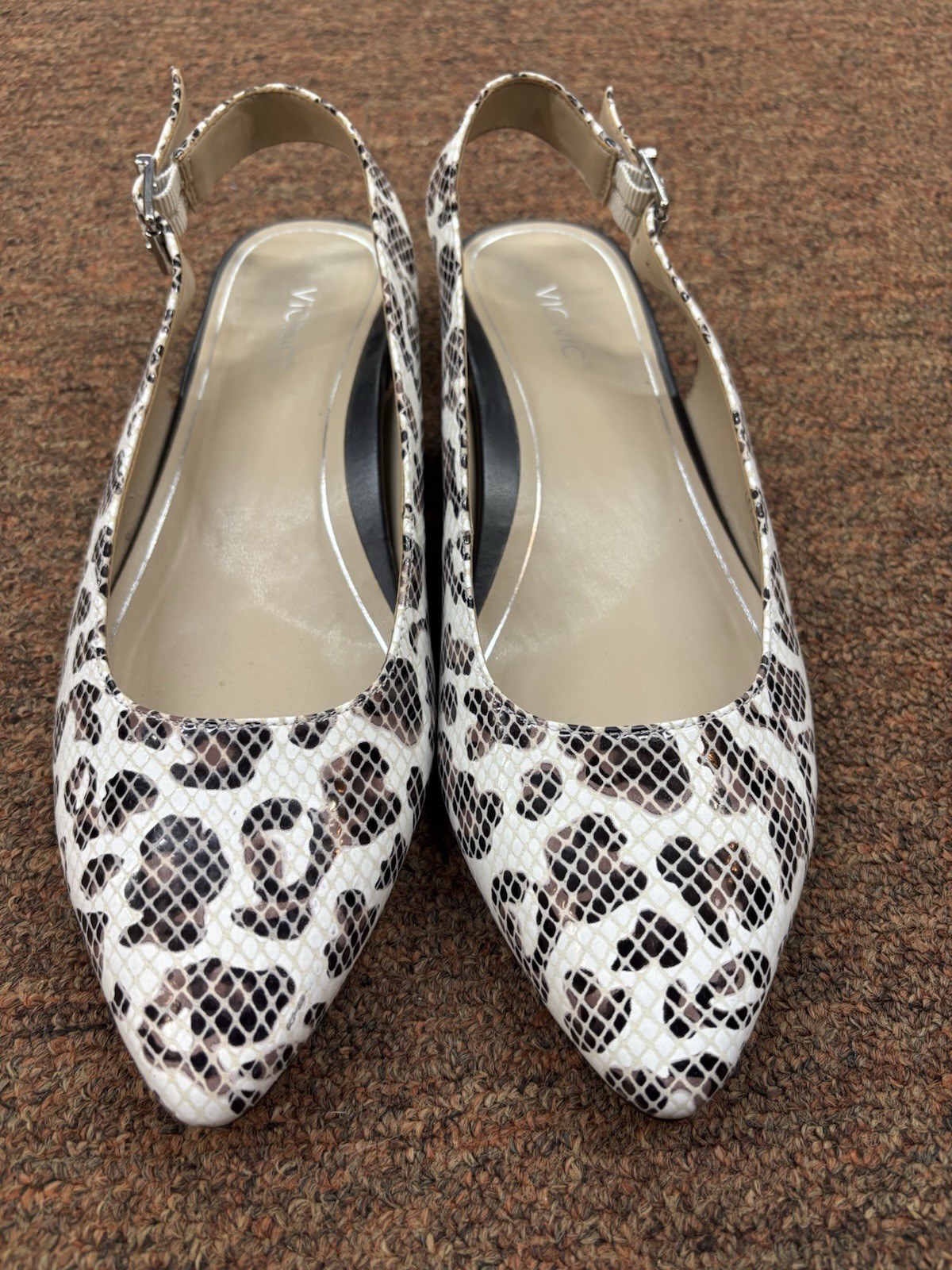 Vionic Jade Leopard Snake Print Slingback Pointed Toe Flats Shoes Womens 8