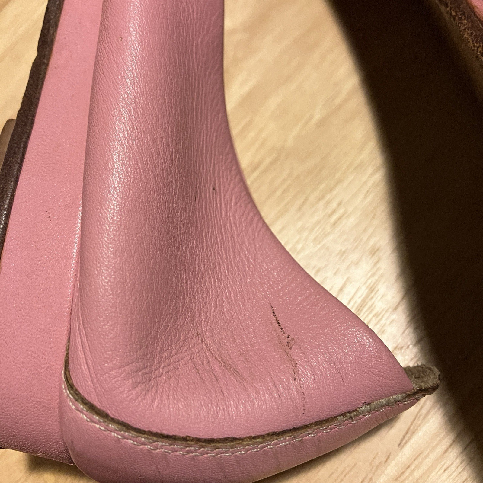 Vintage Pink Leather Huarache Moccasin Loafers