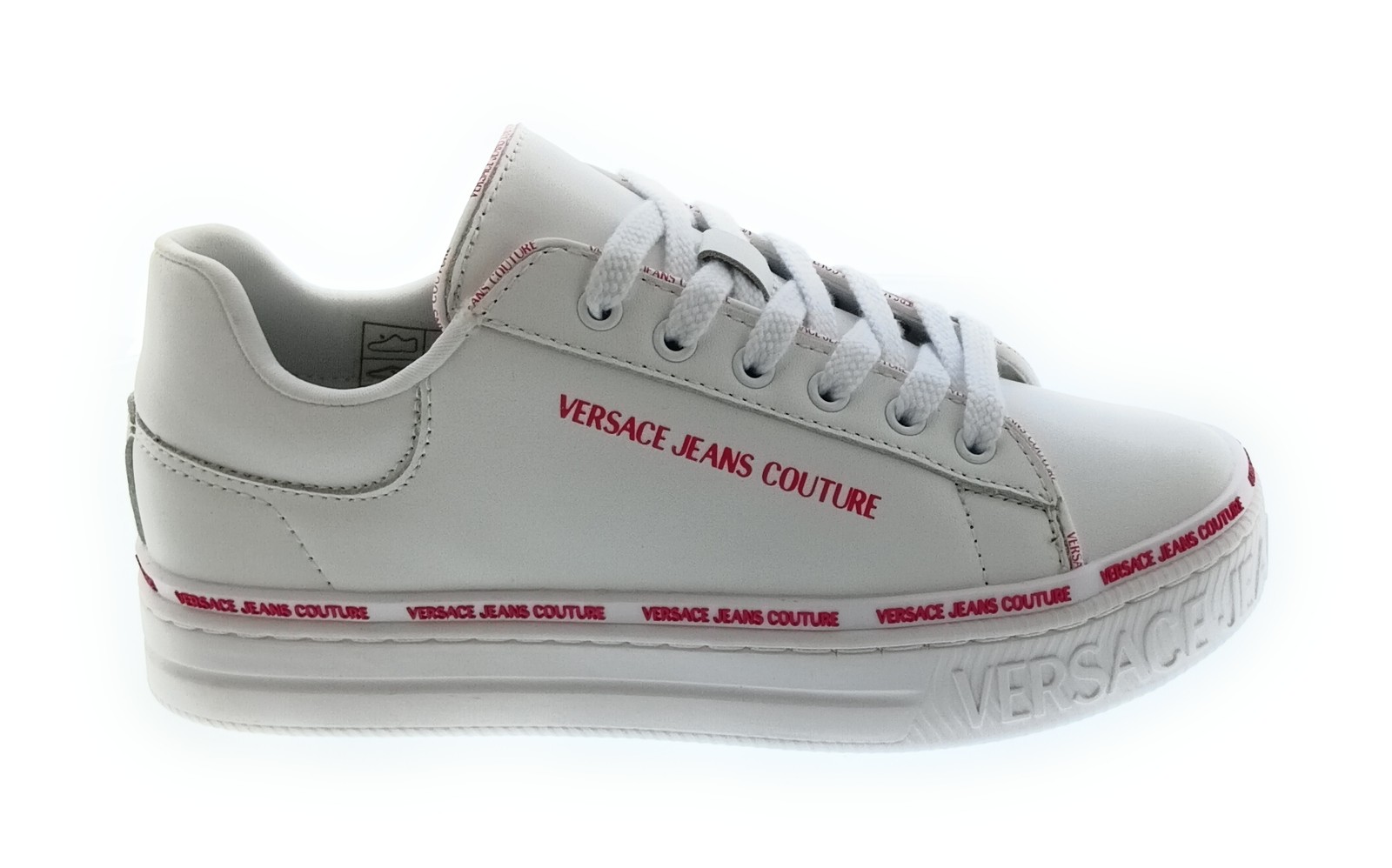 Versace Jeans Couture Women’s White Logo Platform Lace-Up Sneakers-