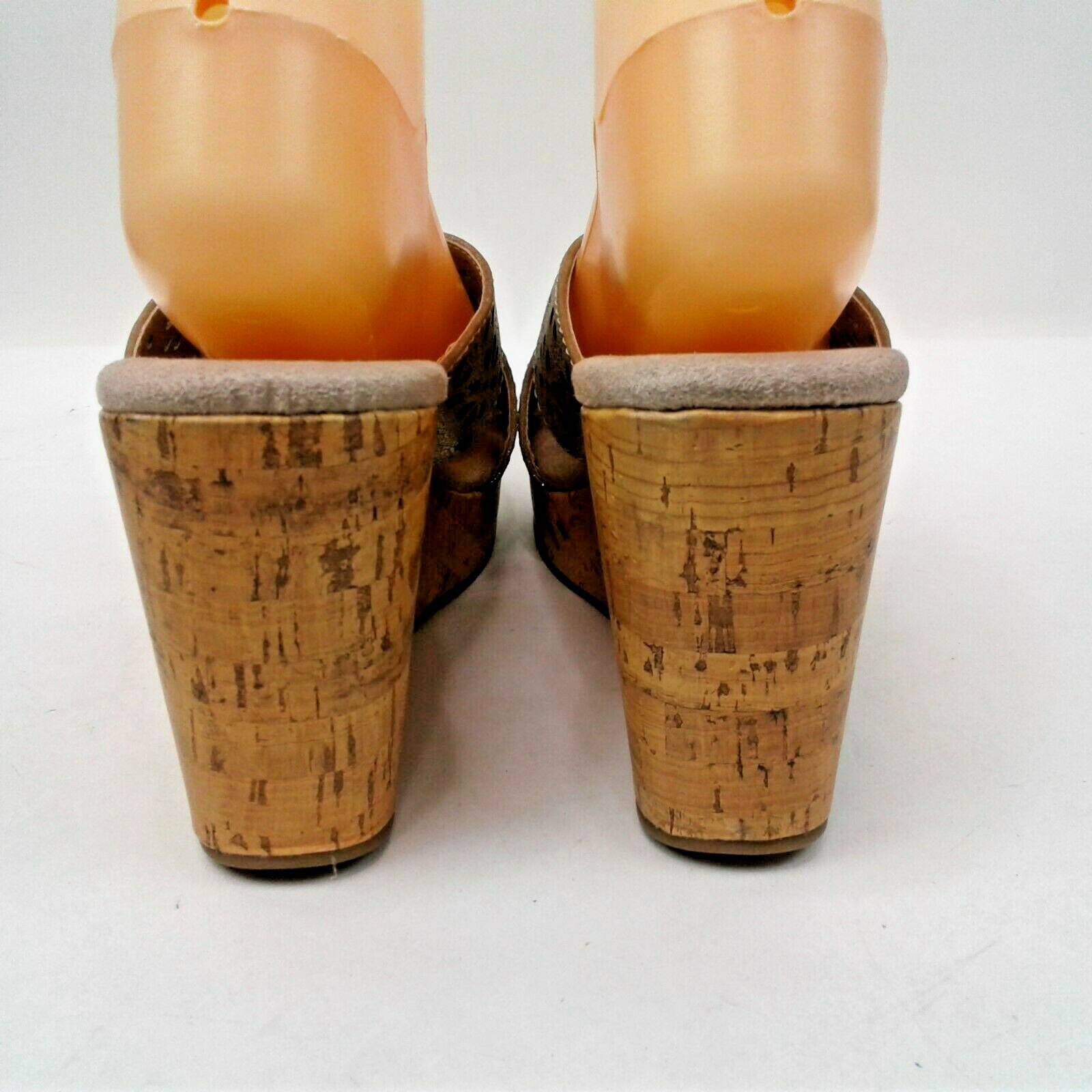 Rampage Womens Silver/Cork 3.75″ Wedge Heels Mules/Slides Size 3.25 Wx8.75 Long