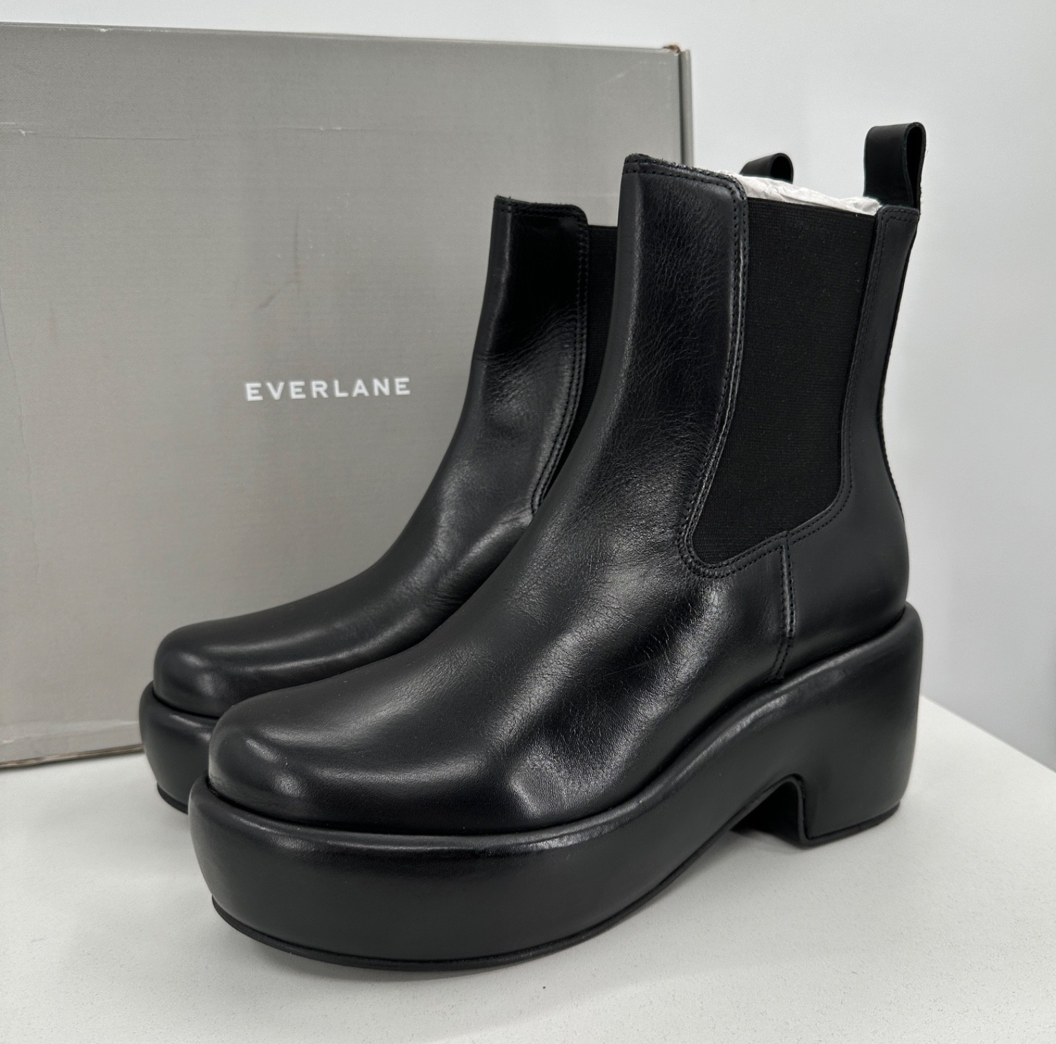 Everlane The Puffa Boot in Black size 10 Chelsea Ankle 3.25″ Chunky Platform