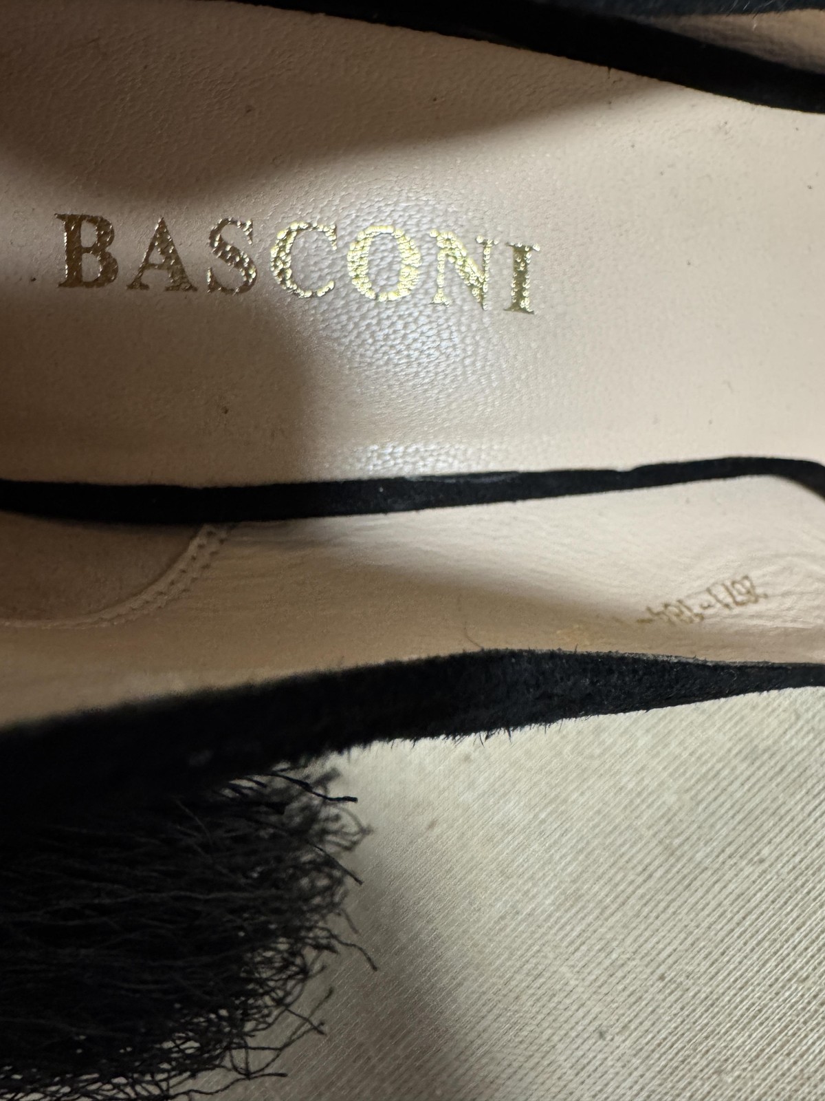 BASCONI Shoes Womens Size EU 39 Black Suede Tassel Pumps Stiletto 2671-13de-1