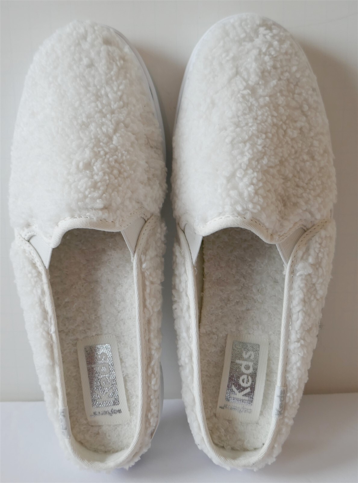 NWOB Keds Double Decker Mule White SlipOn Sneaker US 6/UK 3.5/EU 36 FauxShearlng