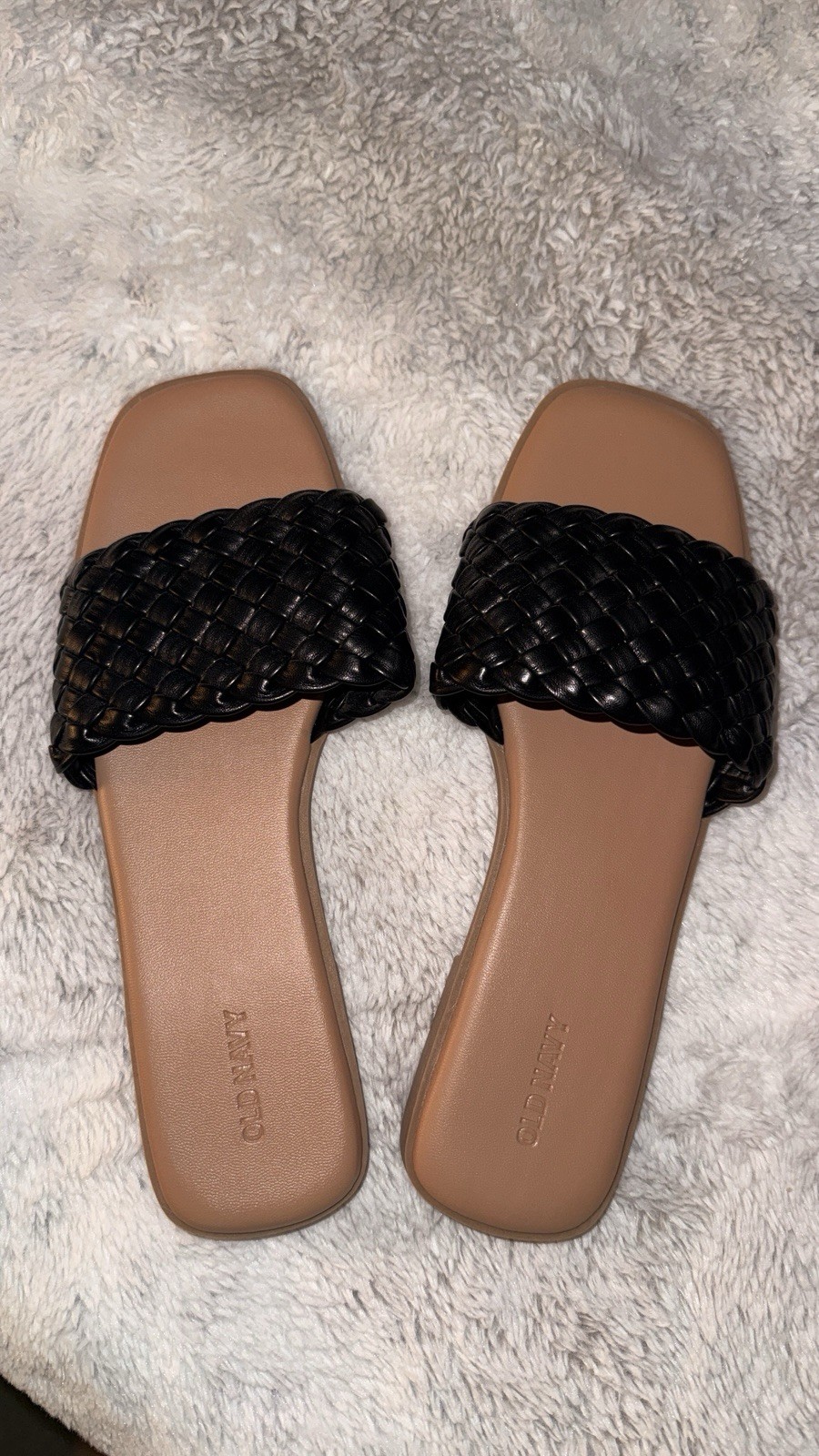 Old Navy Women’s Slide Sandals Black Woven Braided Strap Slip-On US 9