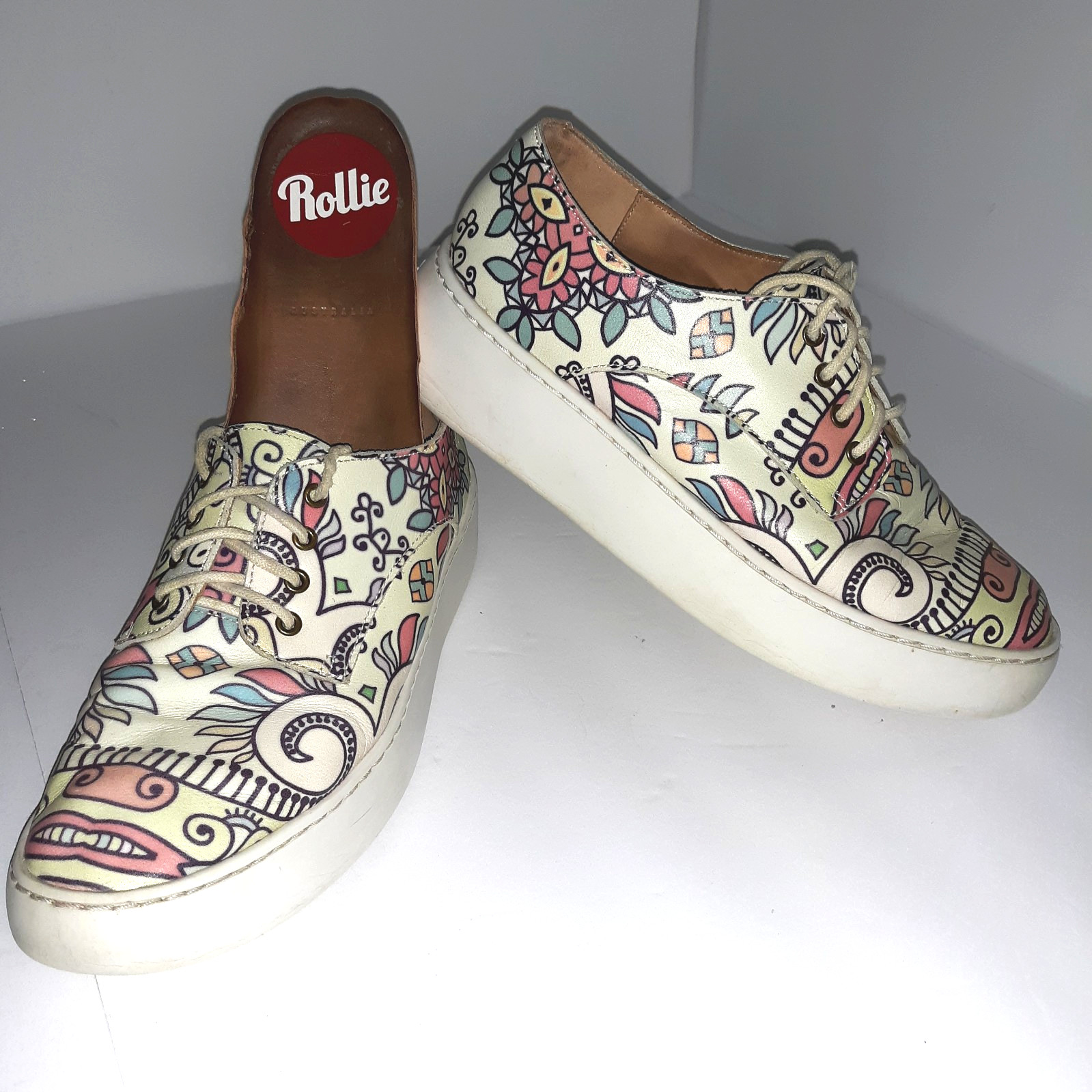 Rollie Derby Leather Sneakers Grafitti Graphics Colorful Women 36 US 6 «Explore»