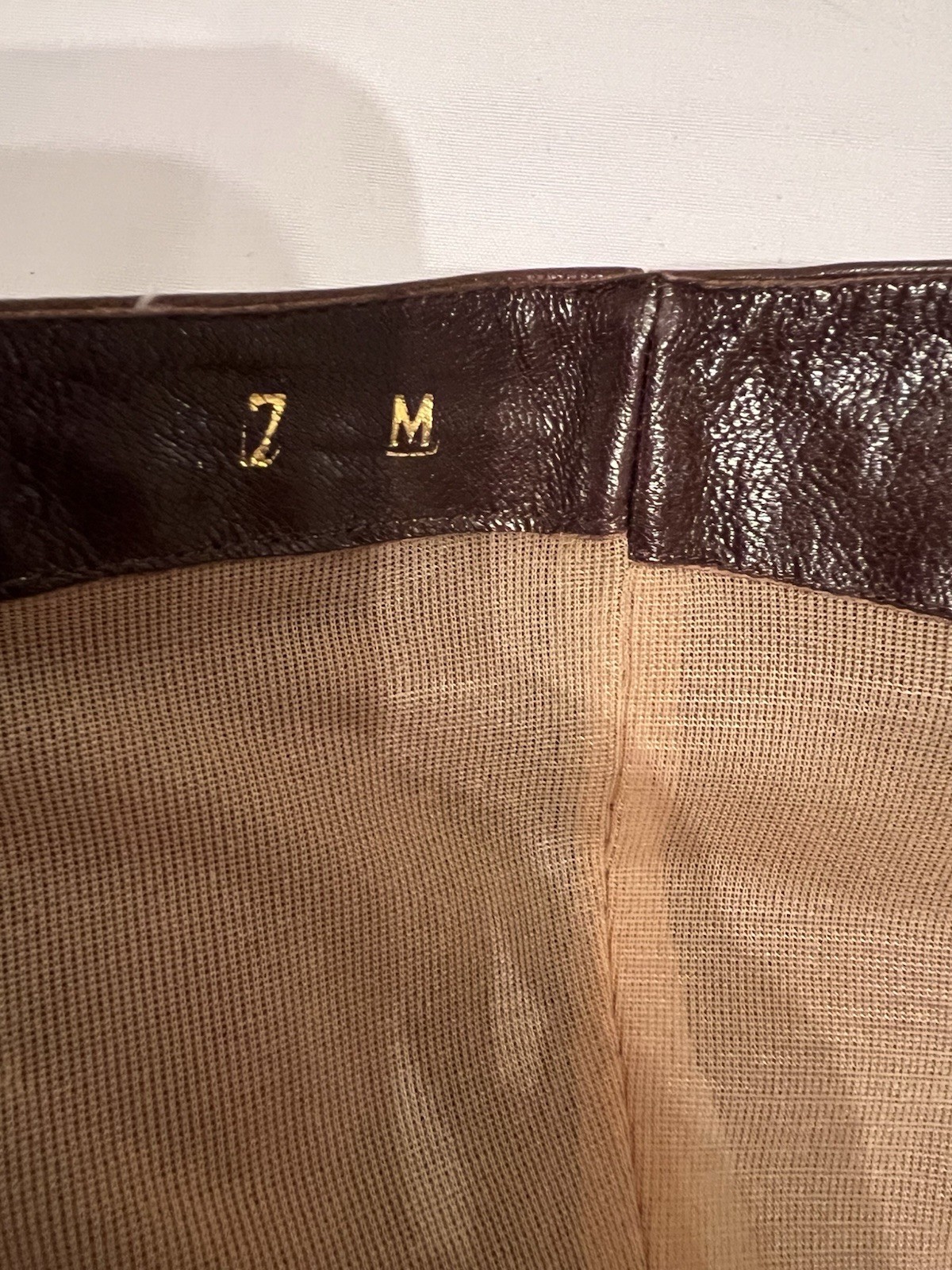70s Vintage Halston Brown Leather Knee High Boots Womens 7M Block Heel Zip Italy