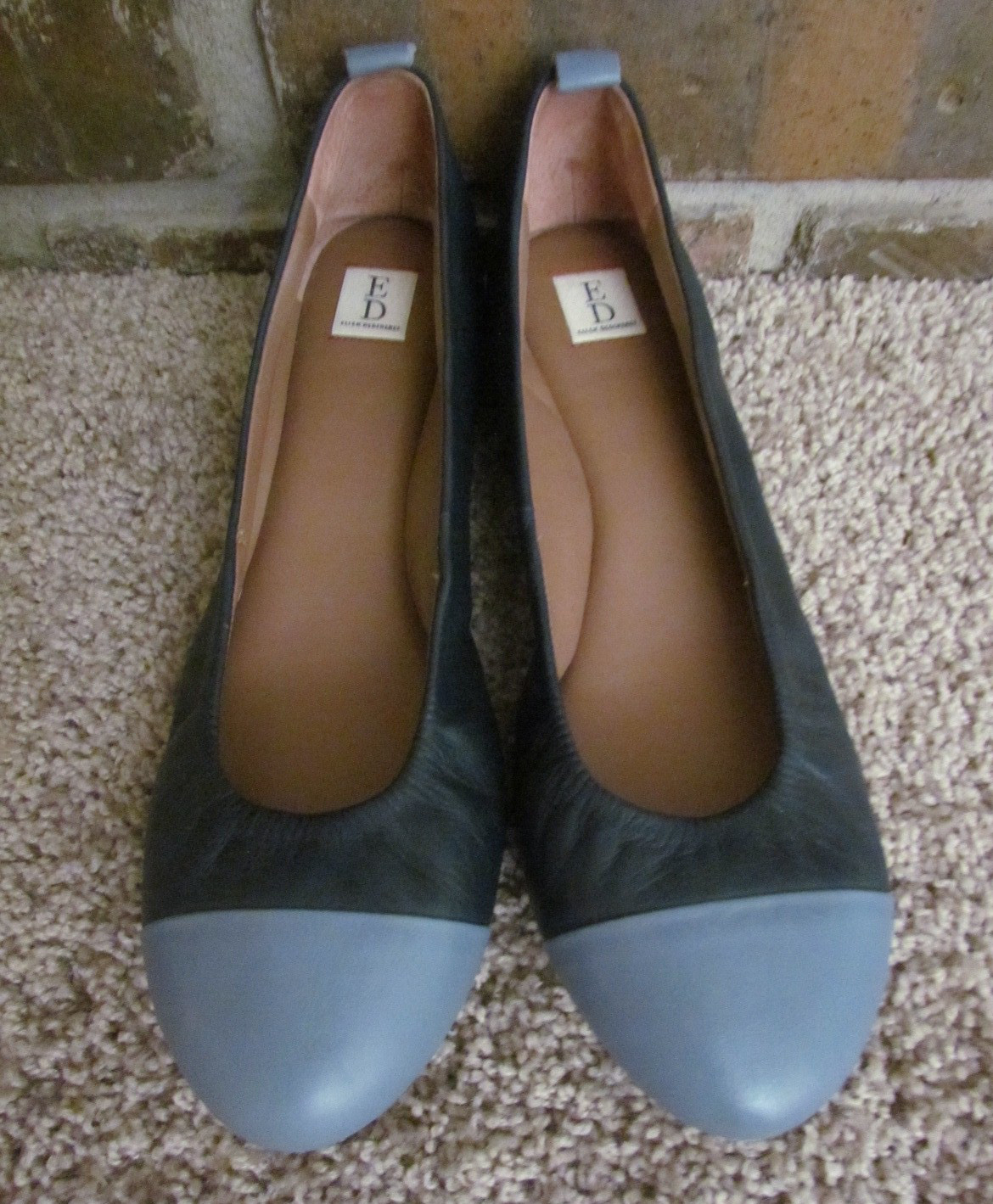 ED Ellen Degeneres Navy Blue Cap Toe Designer Ballet Flats Lilliane 9.5 M