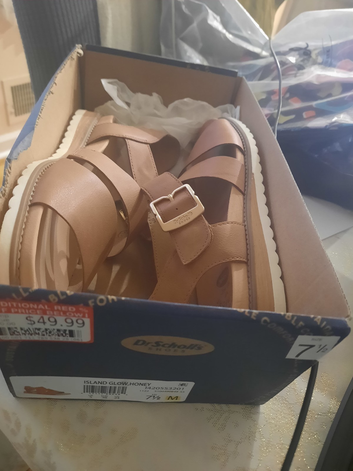 Dr. Scholl’s Women’s Size 7.5M Island Glow Honey Strappy Sandal