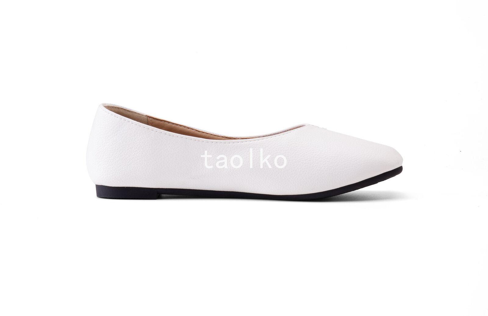 Womens Slip On Flat Square Toe Soft Faux Leather Comfort Pumps Shoes Oversize
