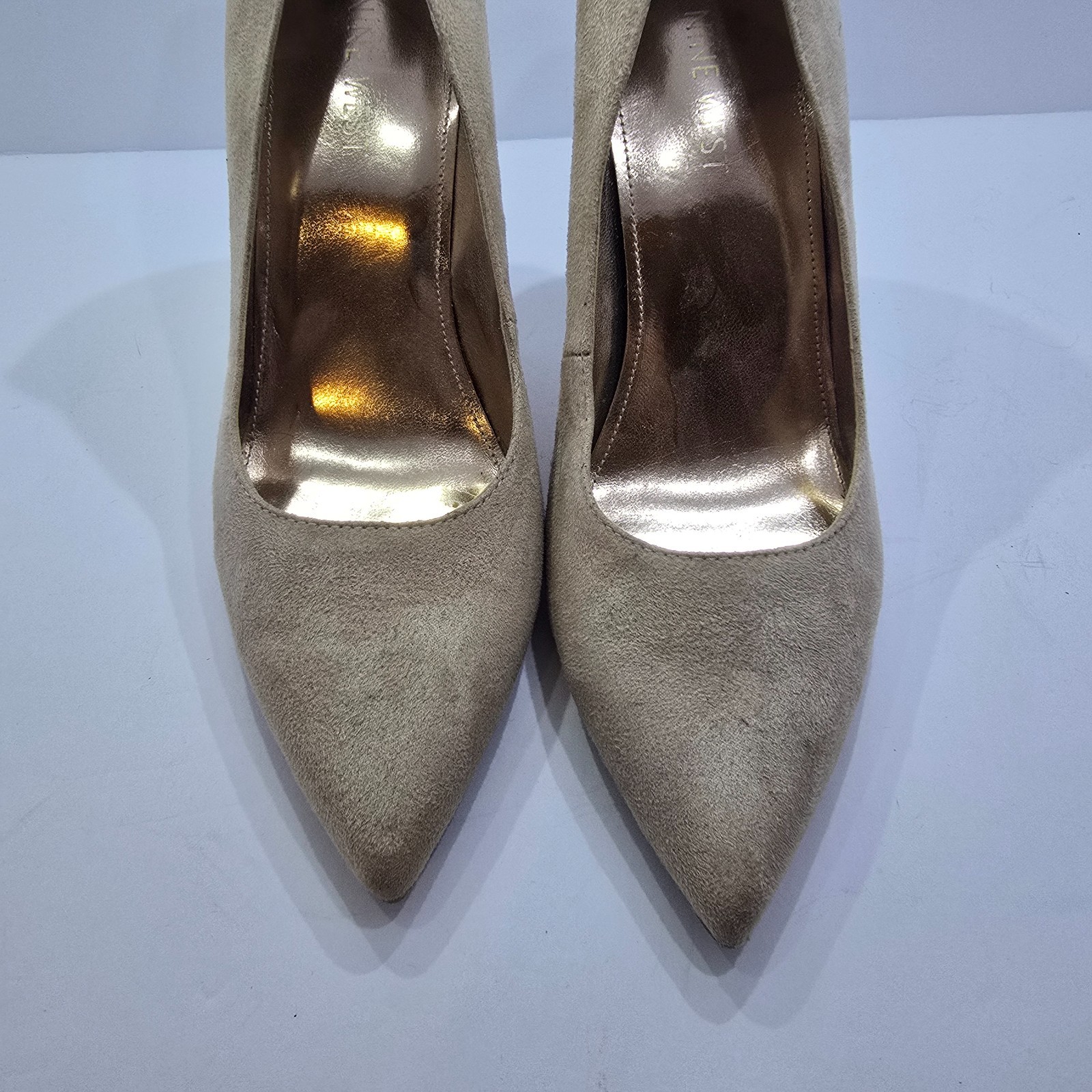 Nine West Natural/Beige Suede Leather Dress Shoes Heels Size 8M