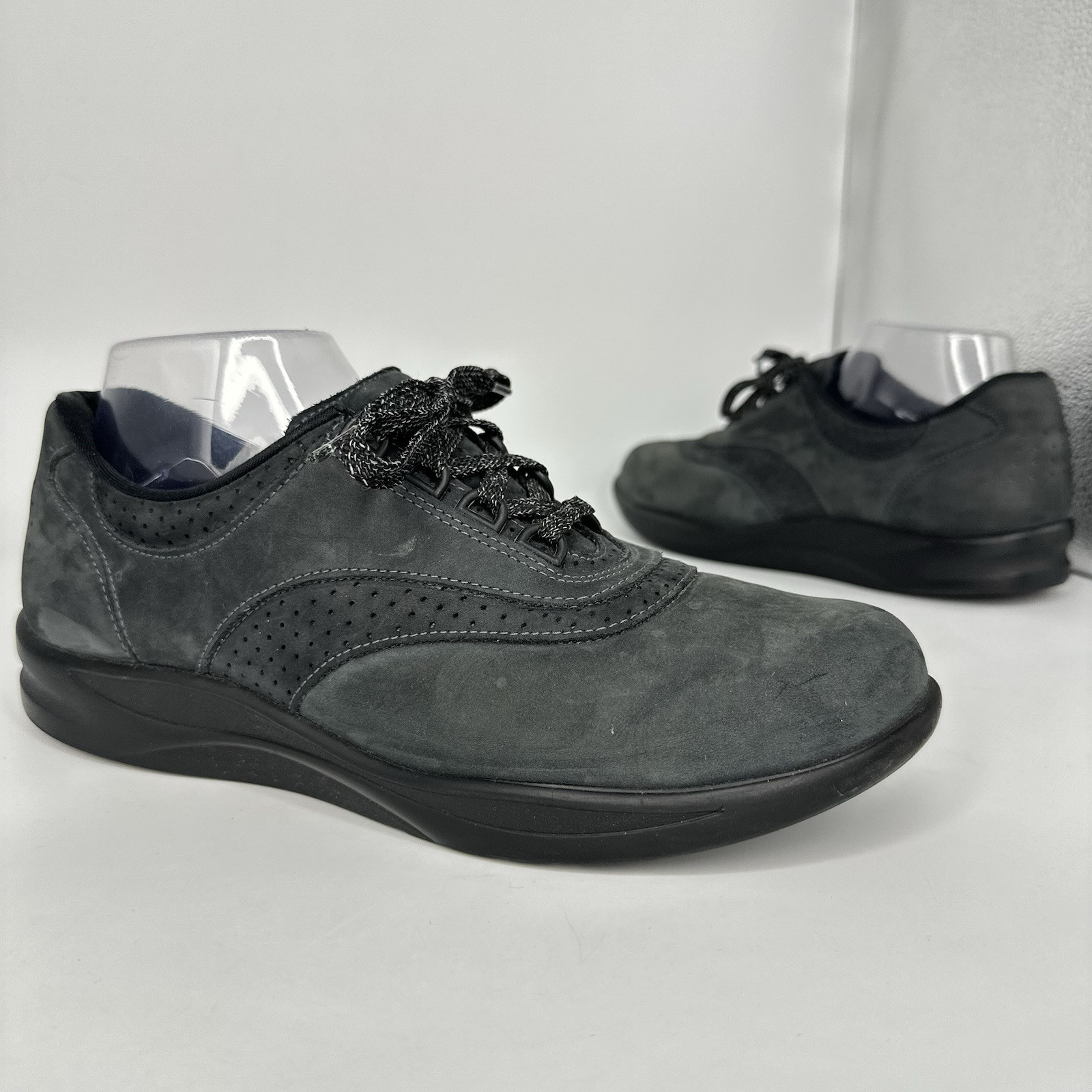 SAS-Walk Easy Nero Black Nubuck Leather Walking Shoes Women 10 N