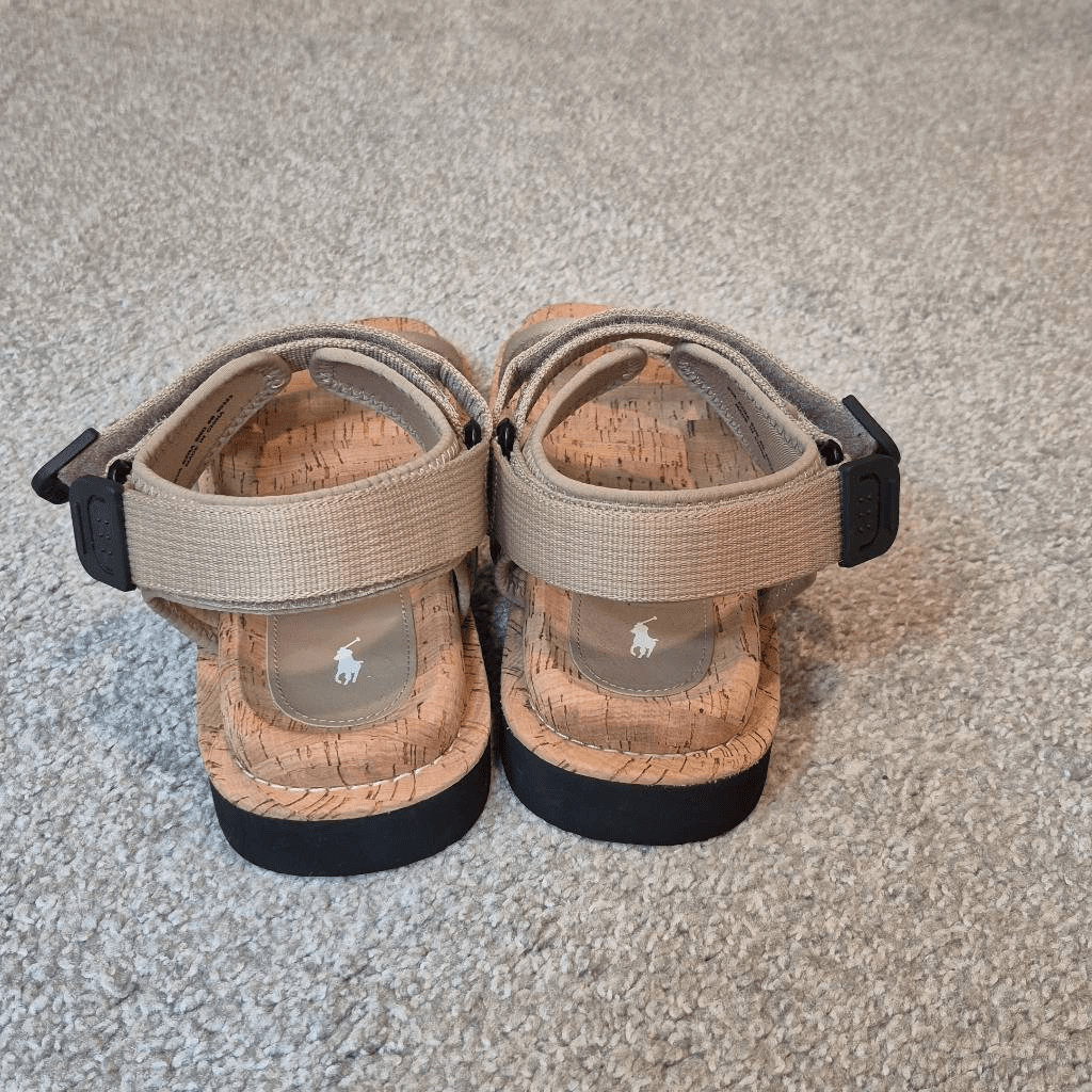 Polo Ralph Lauren Women’s Size 8 Beige Eva Ezra Grosgrain Strap Sandals
