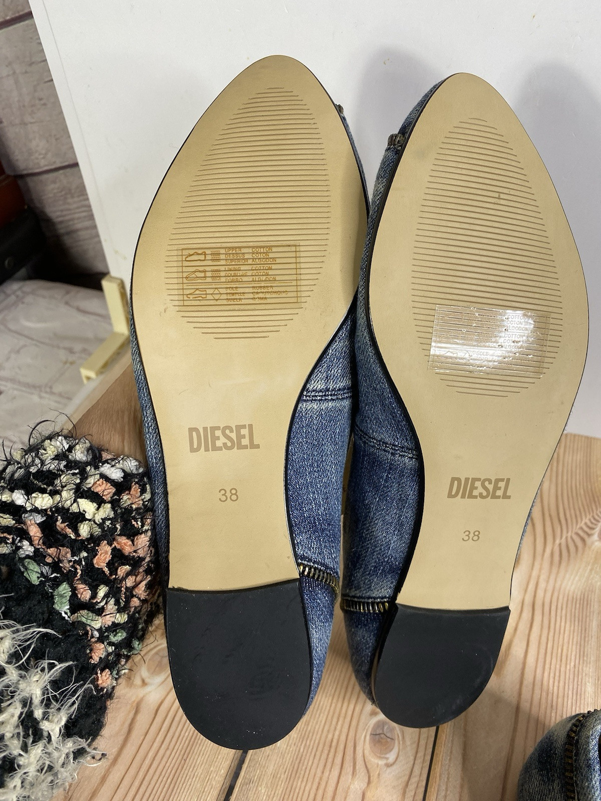 NWOT Diesel FALKY Women 7.5US Denim Blue Luxury Stylish Modern Ballet Shoes