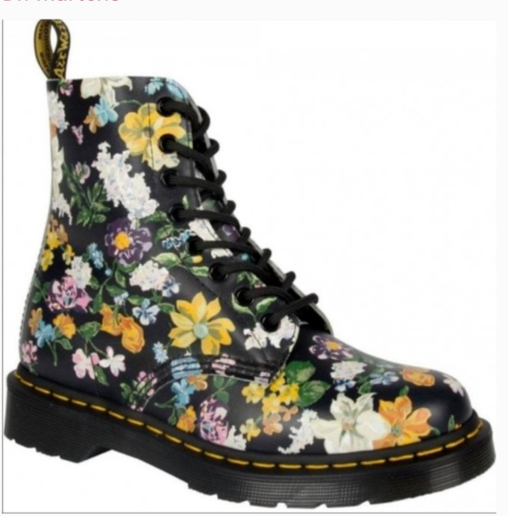 DR. MARTENS Pascal Darcy Floral Leather Combat Women’s Boots US10 – Black/Multi