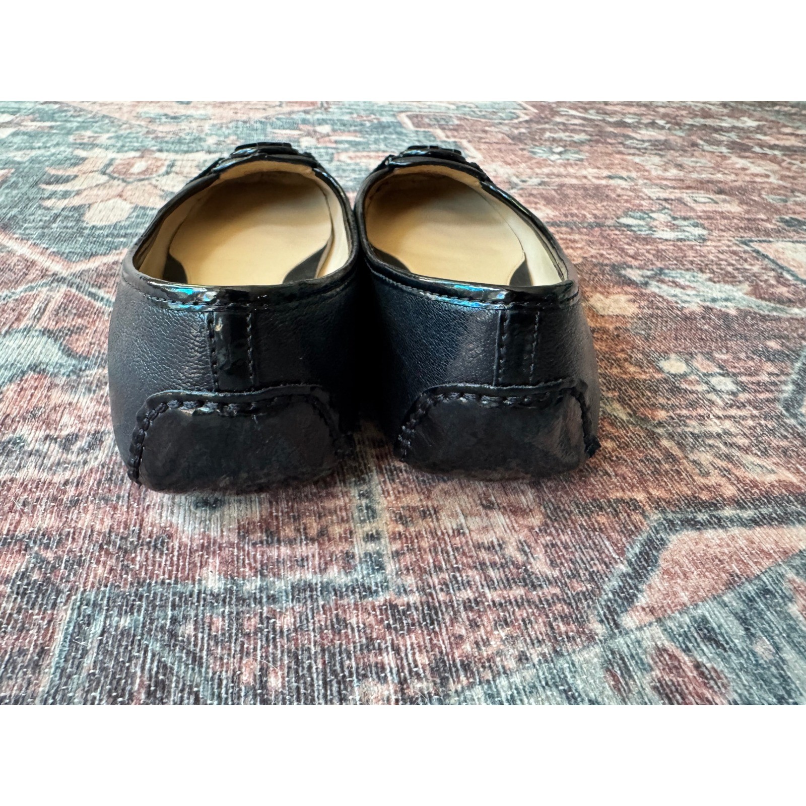 Michael Michael Kors Fulton Moc Black Leather Logo Medallion Moccasin Flats 8.5M