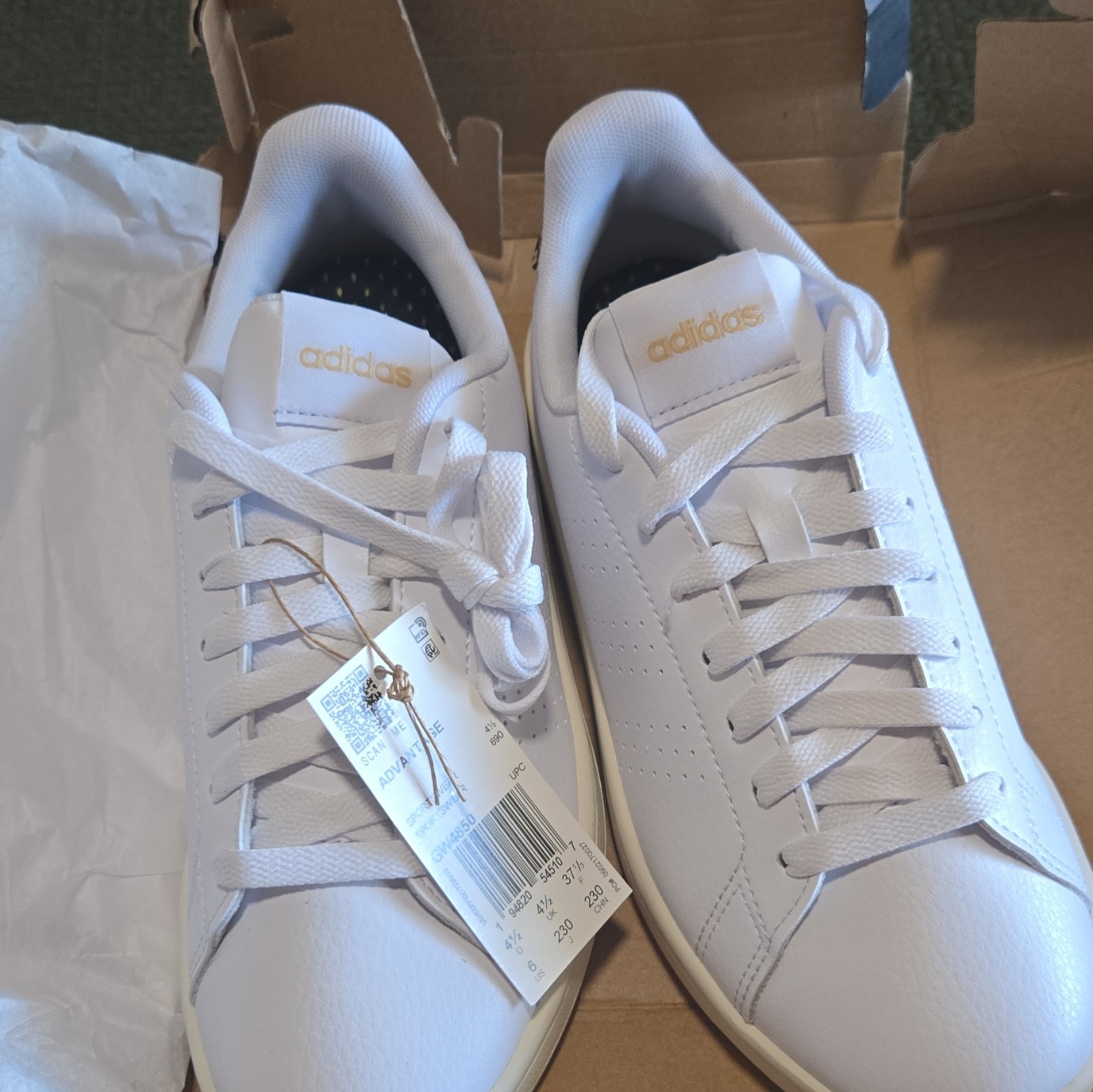 adidas Advantage White Leopard Print Low Top Leather Sneakers GW4850 2023