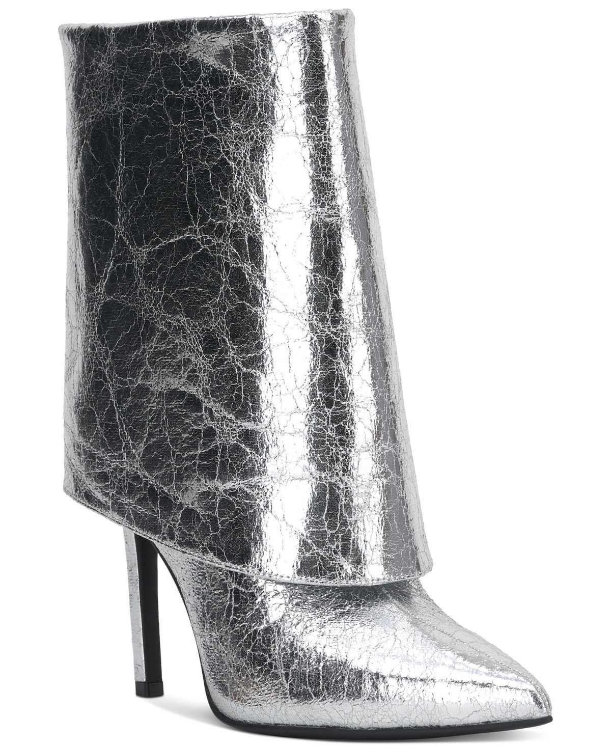 I.n.c. International Concepts Women’s Sabeel Cuff Booties, Silver Crinkle, 5M