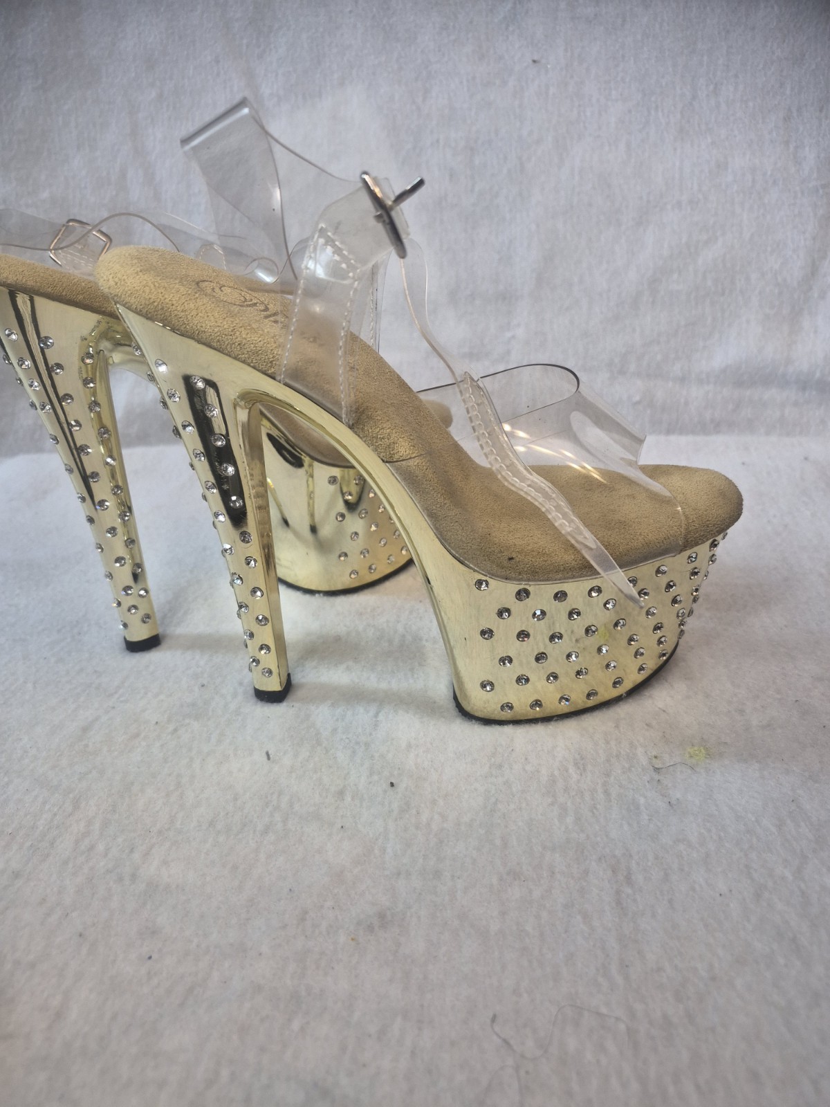 PLEASER STARDUST-708 Women’s 7″ Heel R/S Studded Chrome Platform Ankle Shoes 5.5
