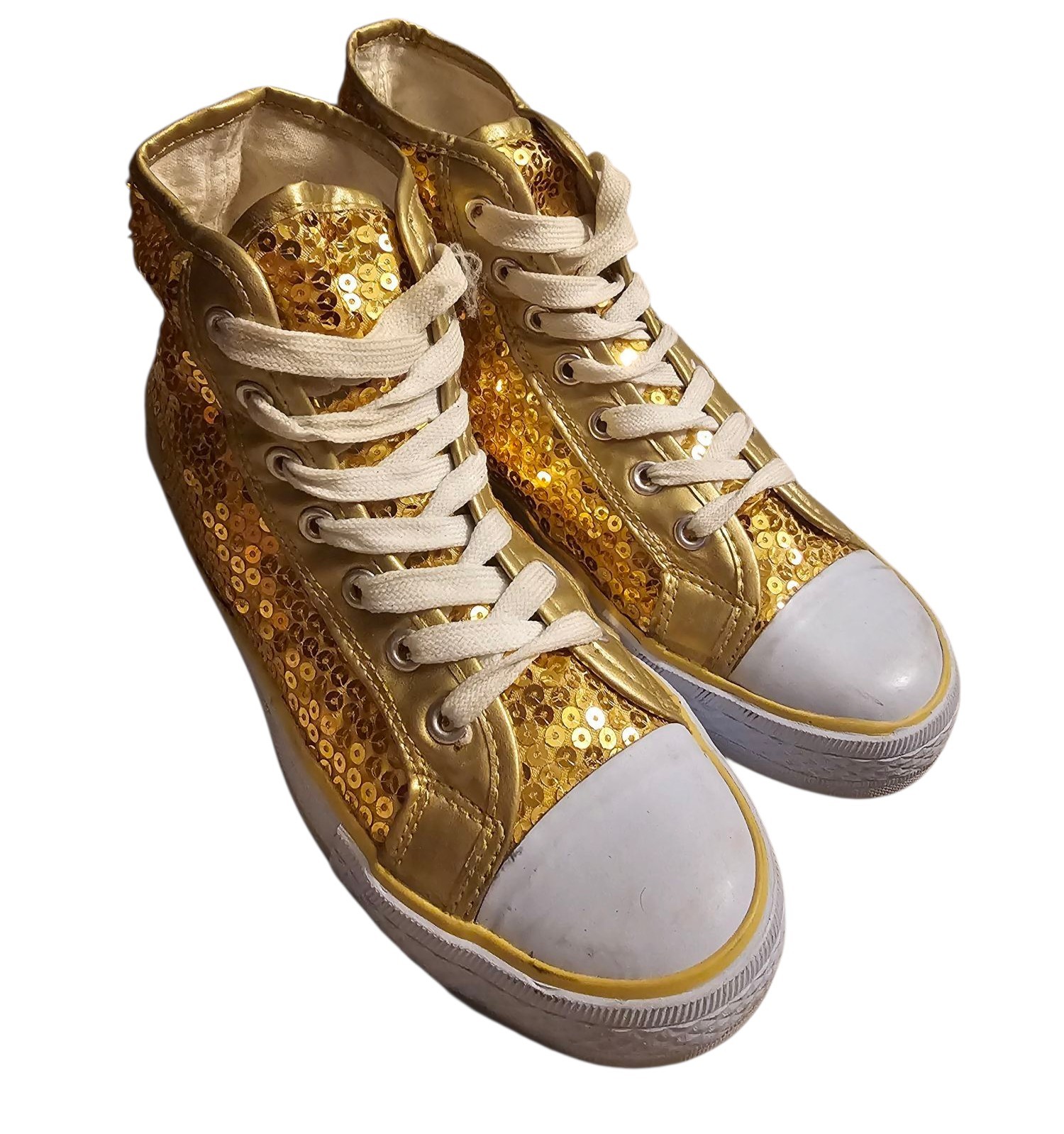 Balera Gold Sequin High Top Dance Sneaker Shoe Women 8 Hip Hop Party