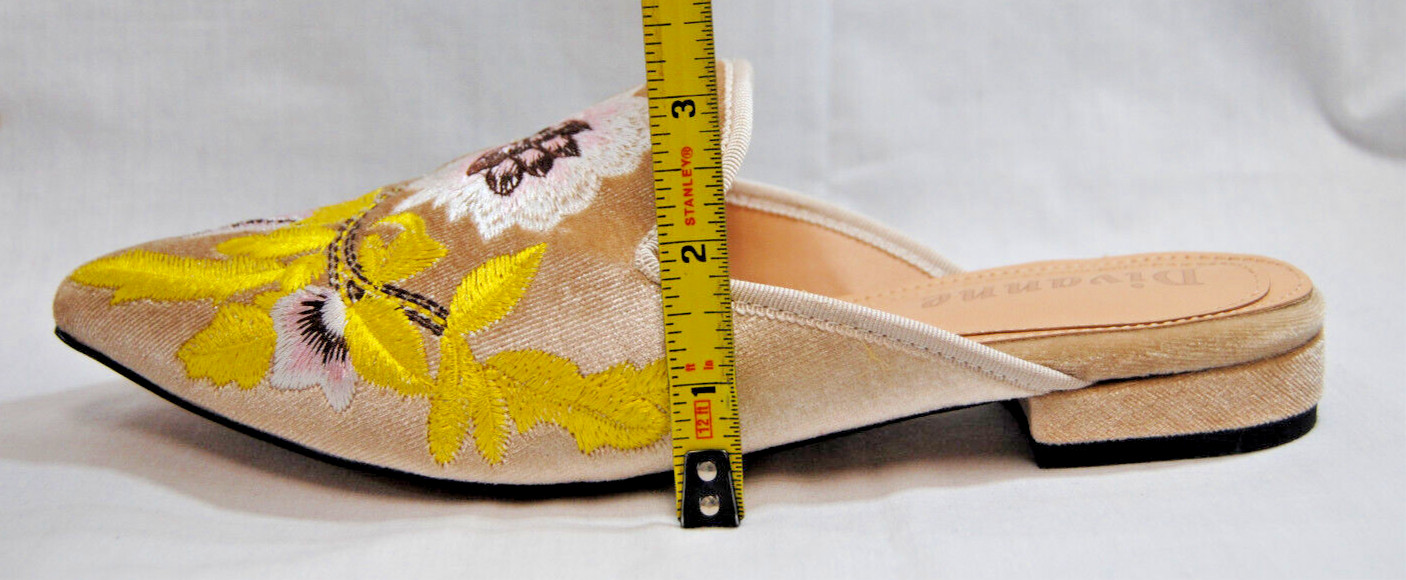 Divanne Womens Embroidery Velvet Loafer Mule Slip-On Pointed-Toe Shoes New T2361