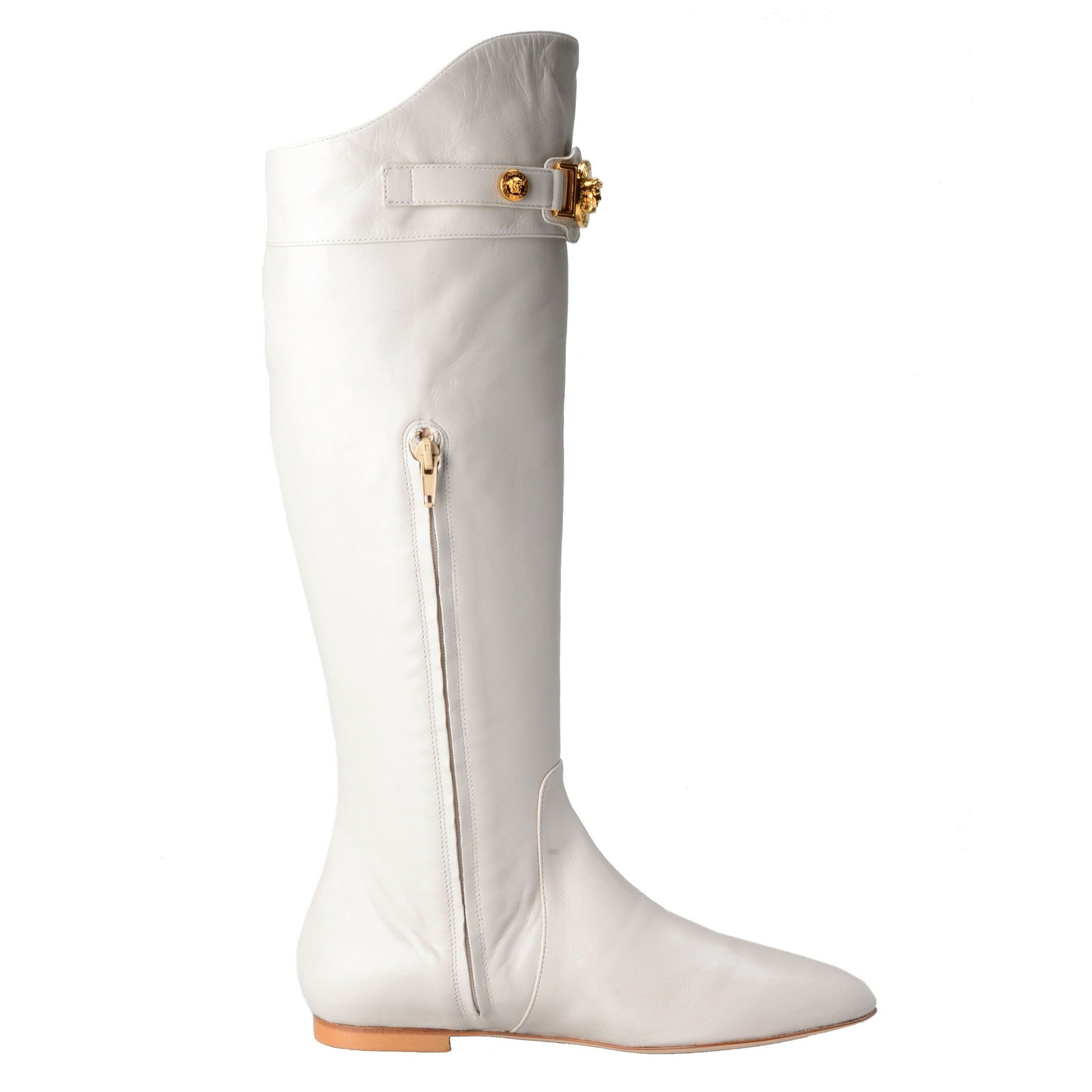 Versace Women’s Leather Off White Boots Shoes Size 4.5 5.5 6 6.5 7 7.5 8.5 9 9.5