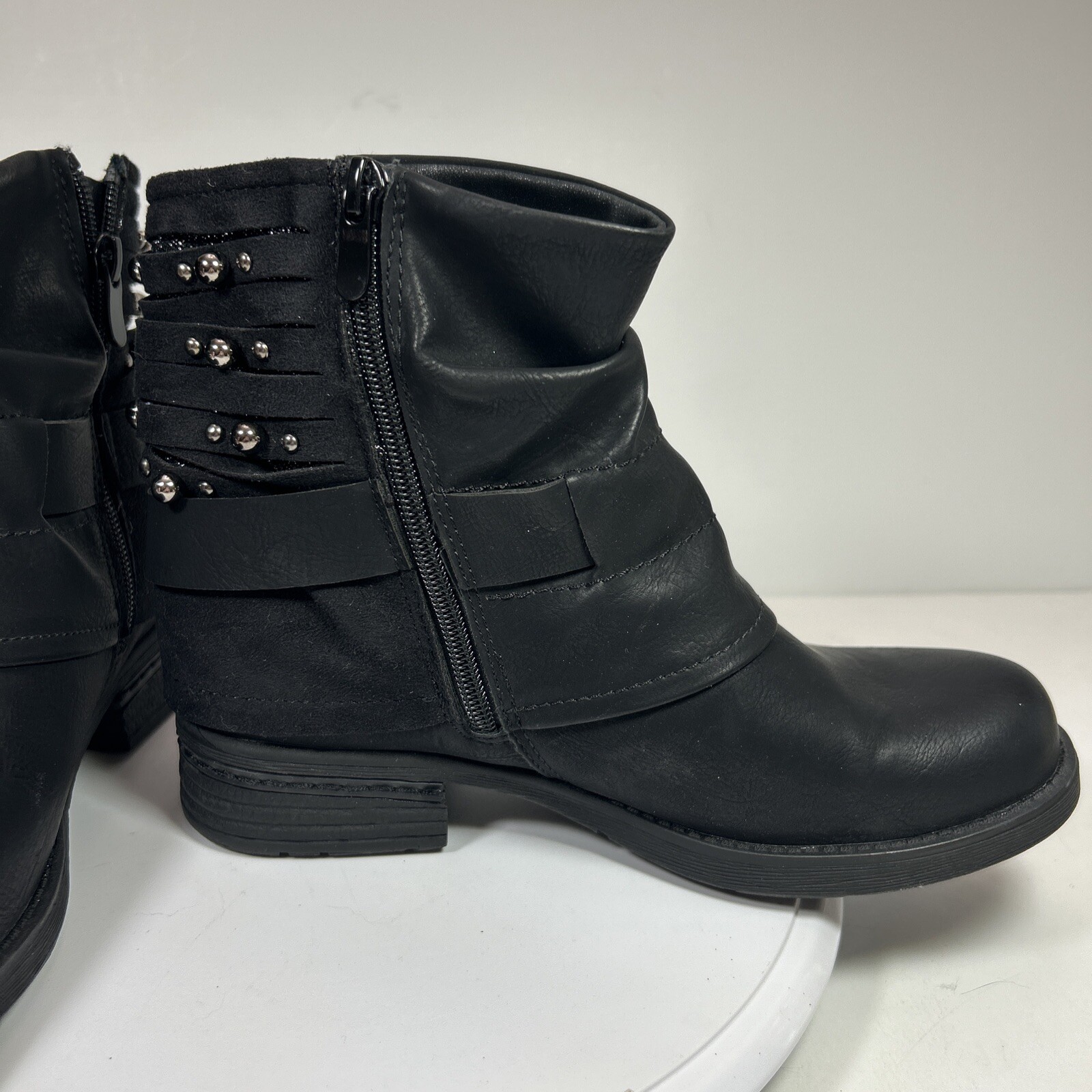 Lala Iaki Black Studded Zipper Ankle Boots