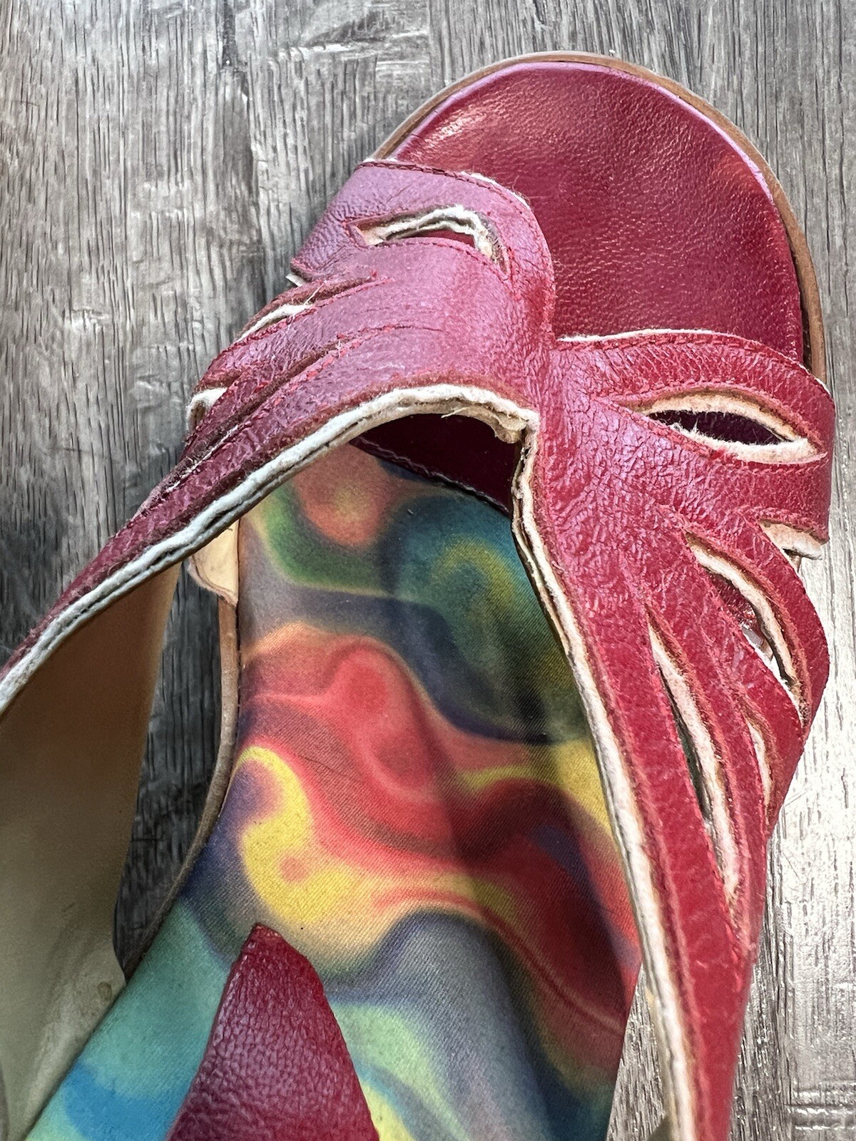 Vintage 90s Y2K Platform Slides Shoes Butterfly Sketchers Michelle K Leather 9