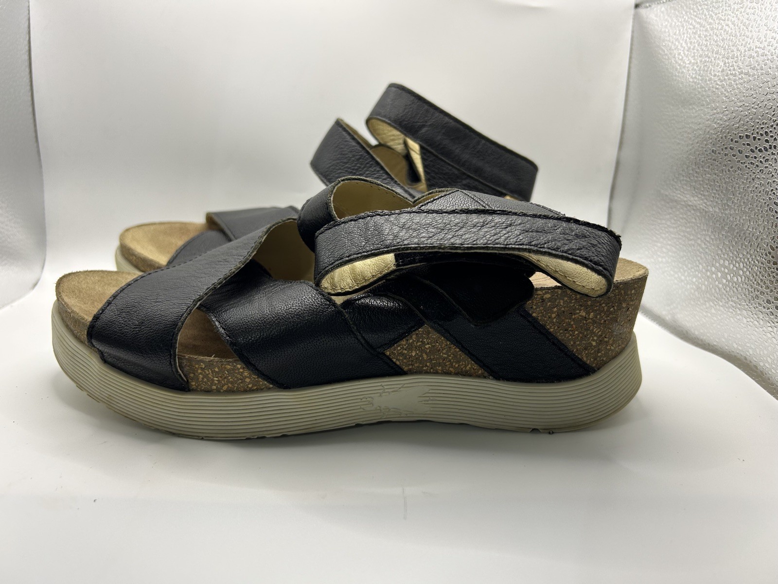 Fly London Women’s Sz EU 41 US 10-10.5 Black Wedge Platform Gladiator Sandals