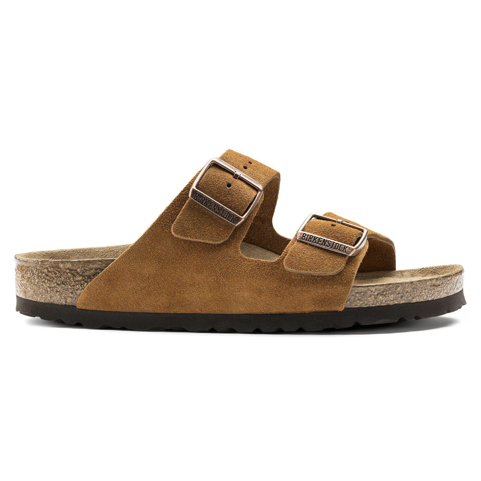 Birkenstock Arizona Soft Footbed Suede Leather Sandals Mink Mocha Taupe Black