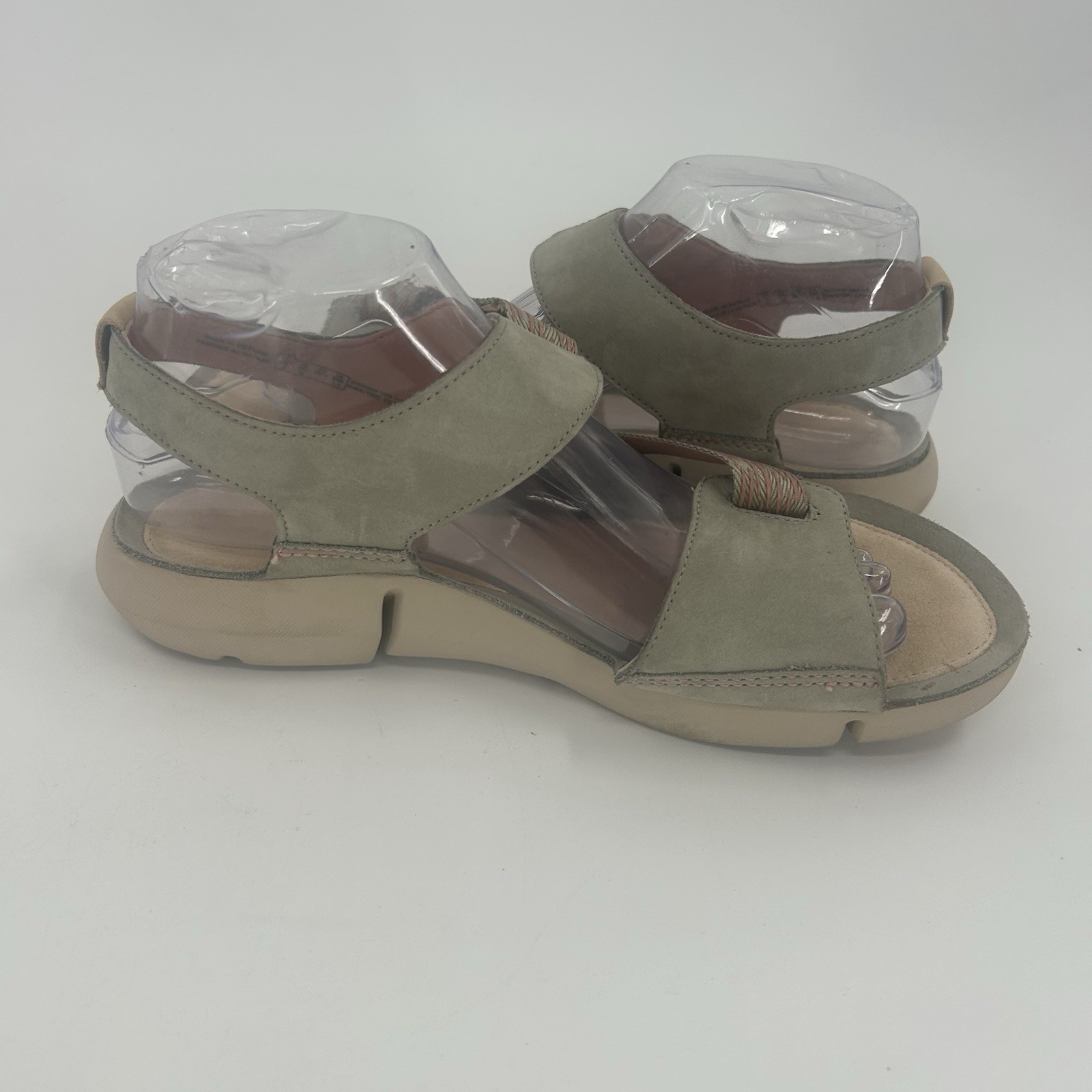 Clarks Womens Tri Clover Sandal Sage Green Nubuk Leather Sz 8.5 M Fast Shipping