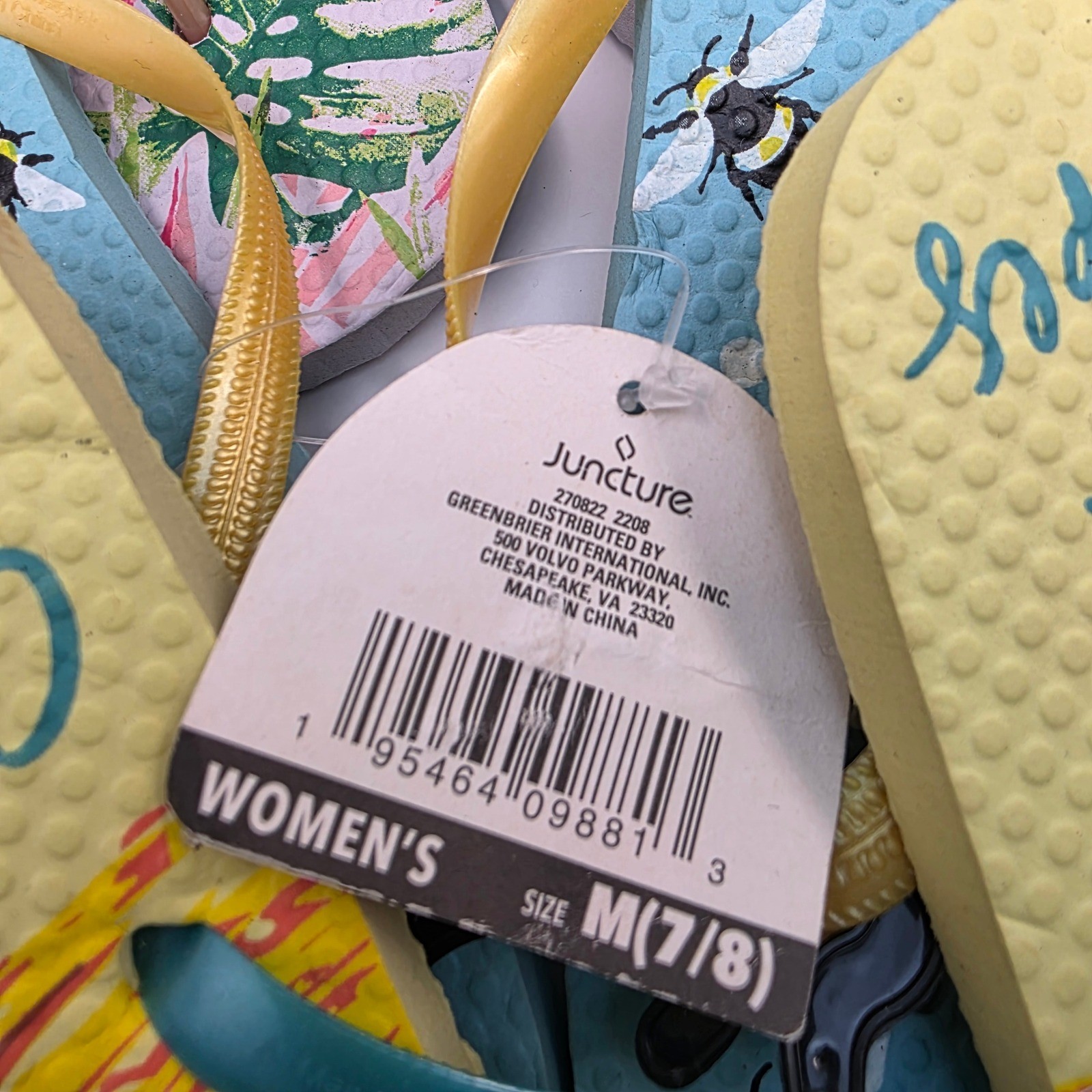 Lot of 10 Juncture Womens Flip Flops Sandals Summer Prints Bee Starfish NWT