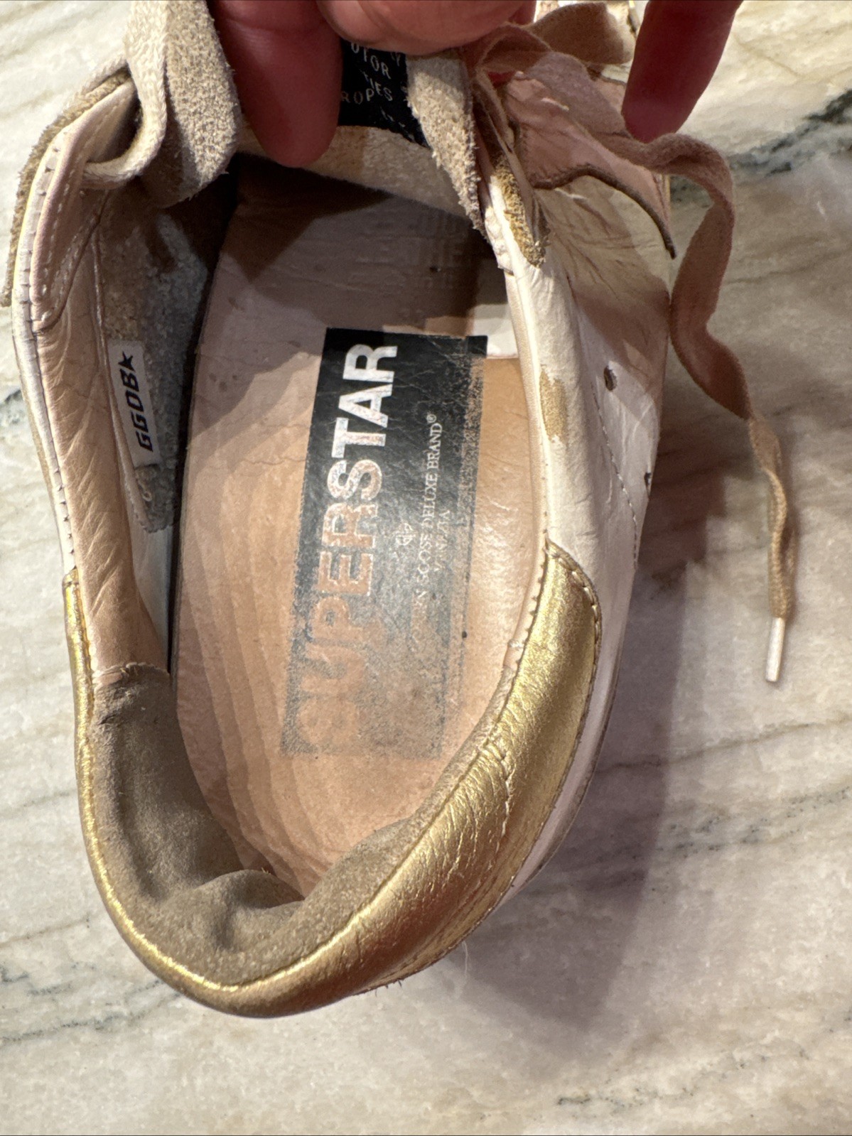 Golden Goose Super Star Sz 38 White Pink Gold Leather Low Top GGDB Lace Up
