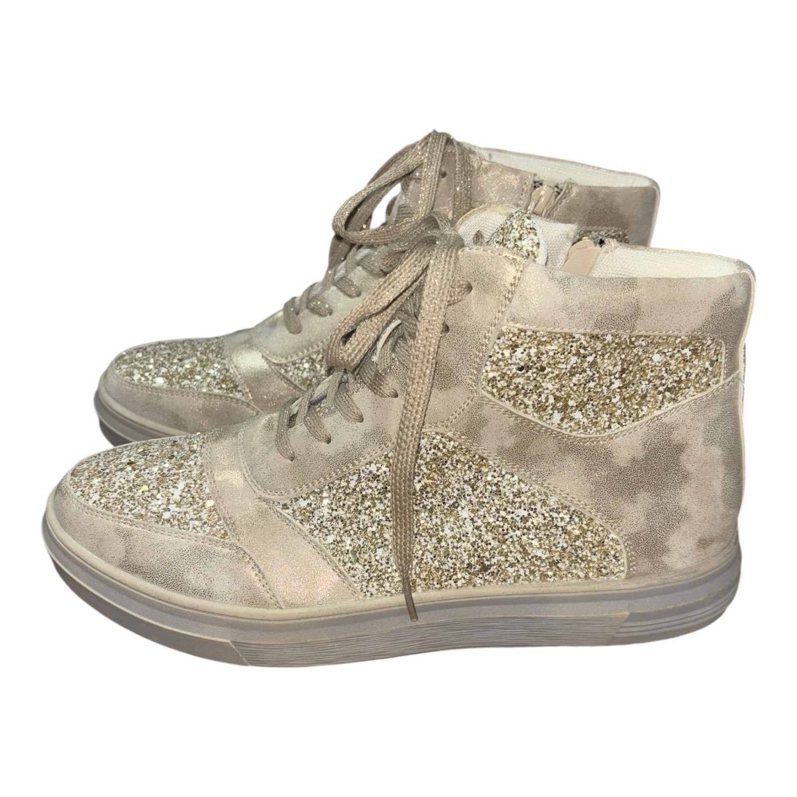 NWOT Corky’s Hey Girl Womens 7 Flashy High Top Sneakers Clear Rhinestone Sparkle
