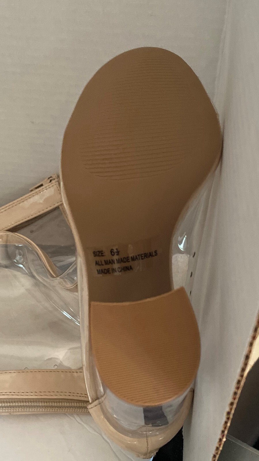 QUPID NUDE/ CLEAR PVC PEEP TOE KNEE HIGH BOOTS ( SZ: 6.5)