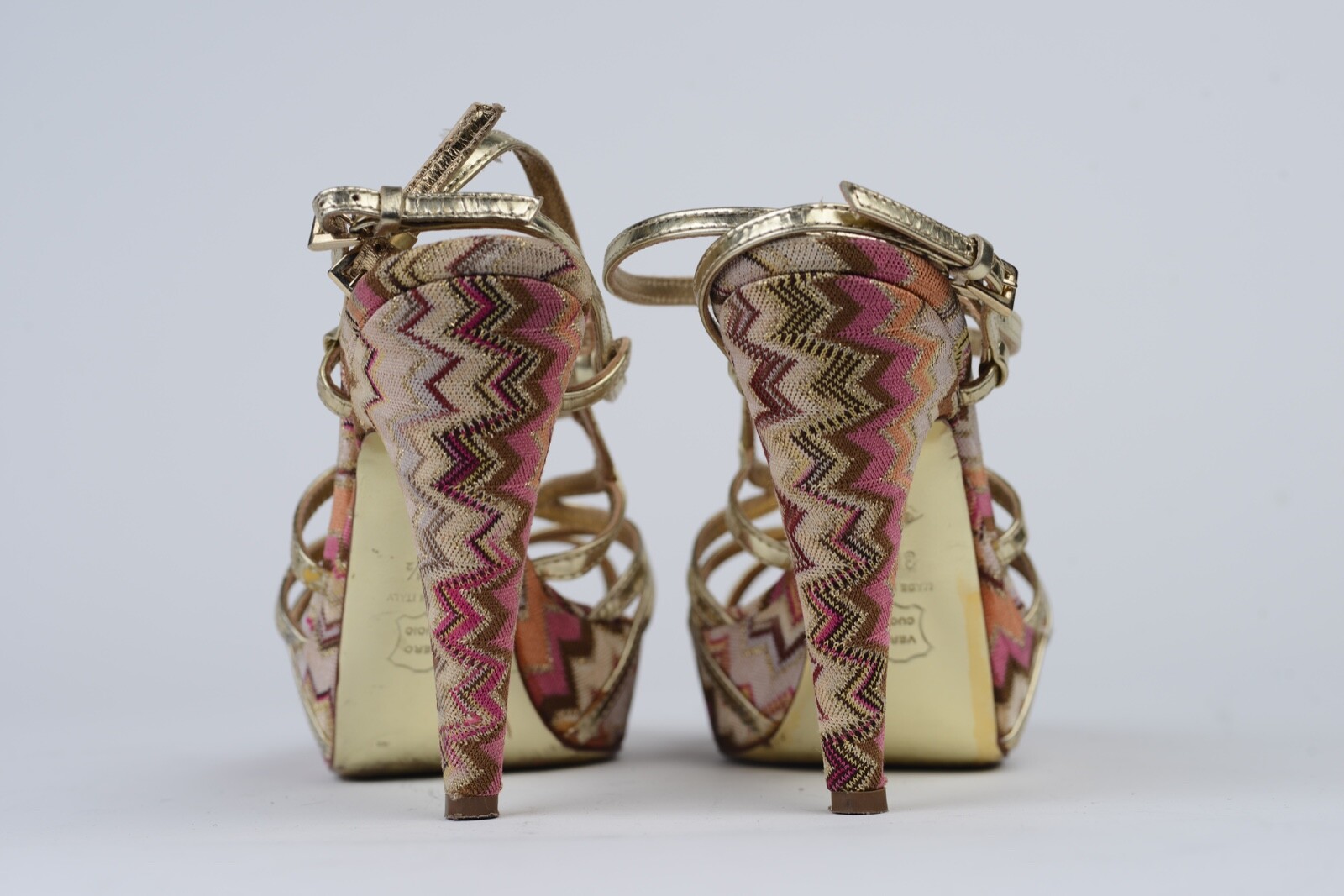 Missoni Metallic Gold Cage Platform High Heels Sandals Shoes Size 36 1/2 (USA 6)