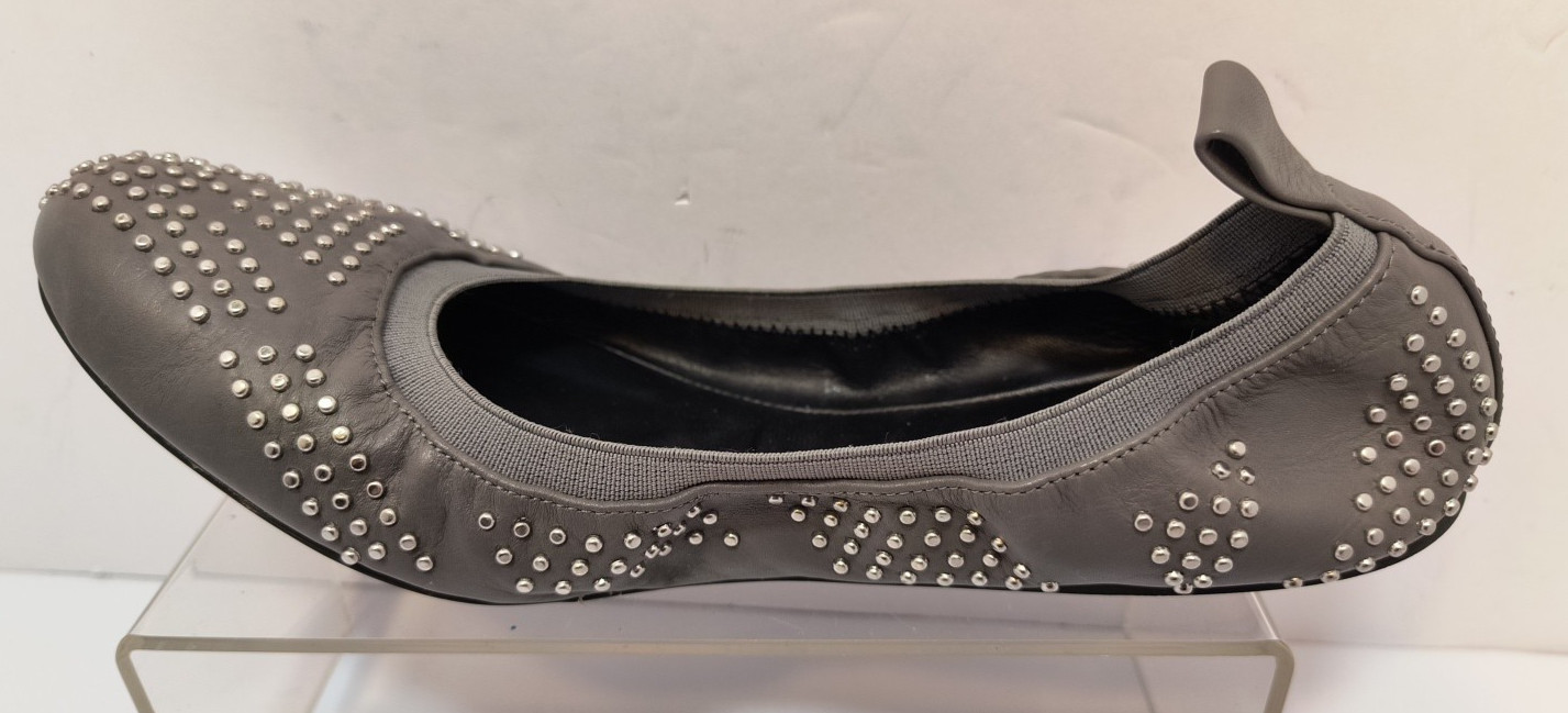 See By Chloe Gray Leather Studded Stretch Ballet Flatsd Women’s Size 40 U.S. 10