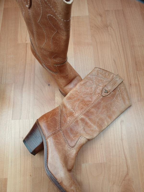 women ecco boots orange leather 34