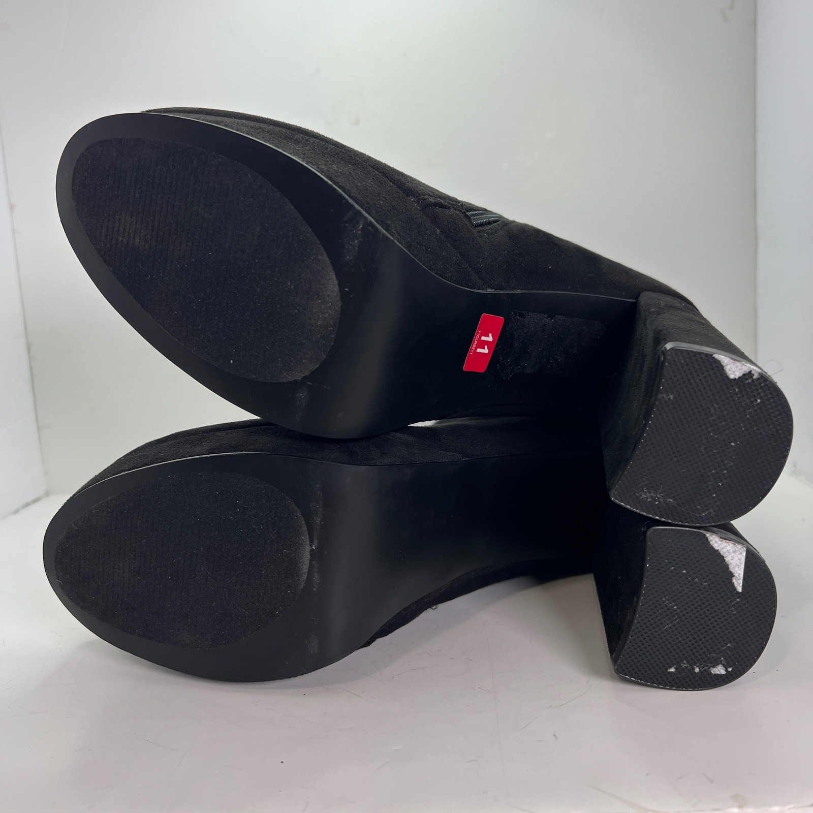 Madden Girl Orchidd Black Faux Suede Platform Block Heel Sock Boots Womens 11M