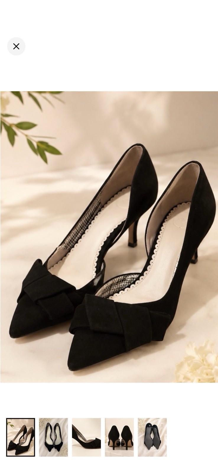 1901 Black Bow Pointed Toe Pumps Women’s Elegant Pin Up Vintage Style Size 7.5