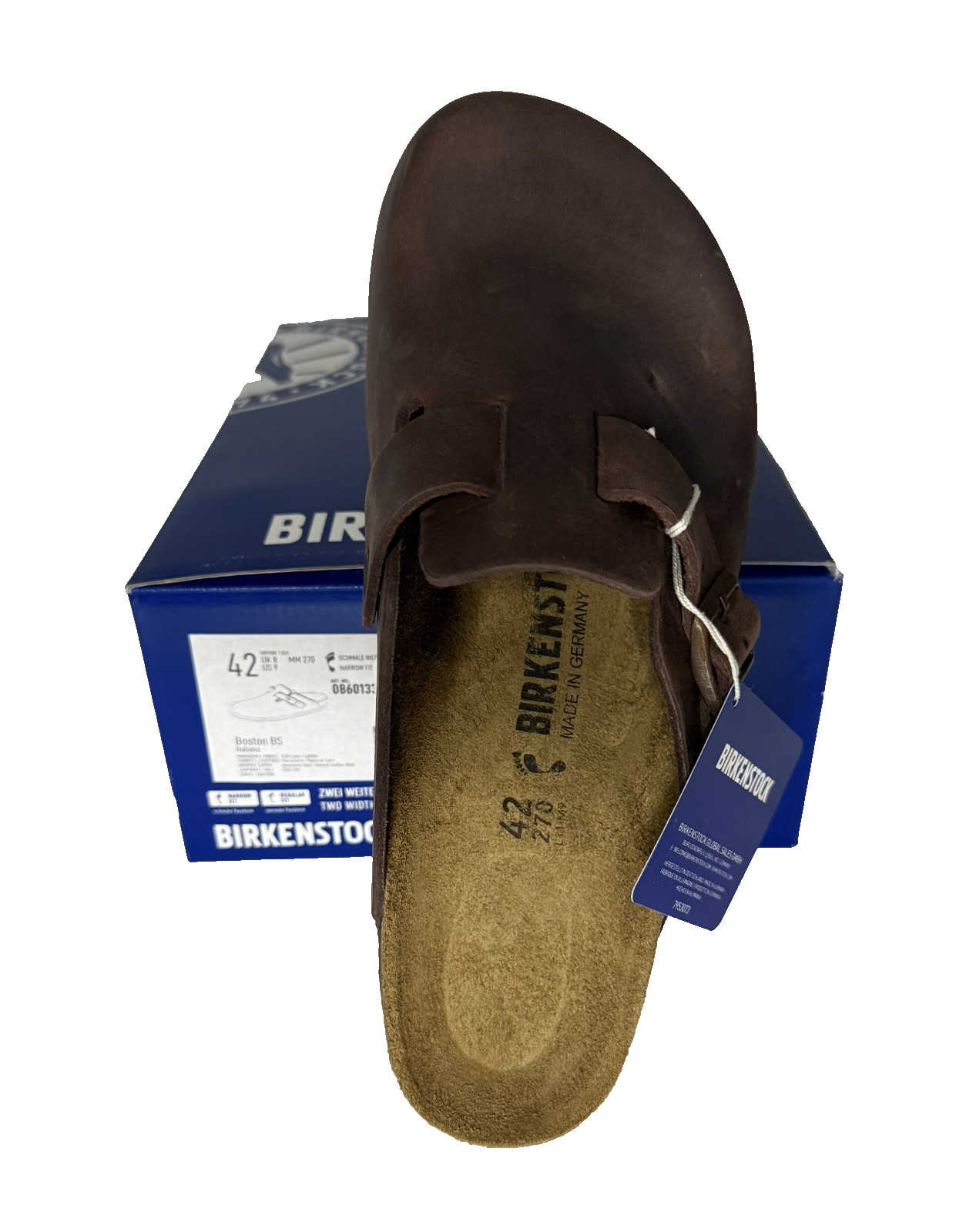 New with tags Birkenstock Boston clogs size 42. Brown leather.