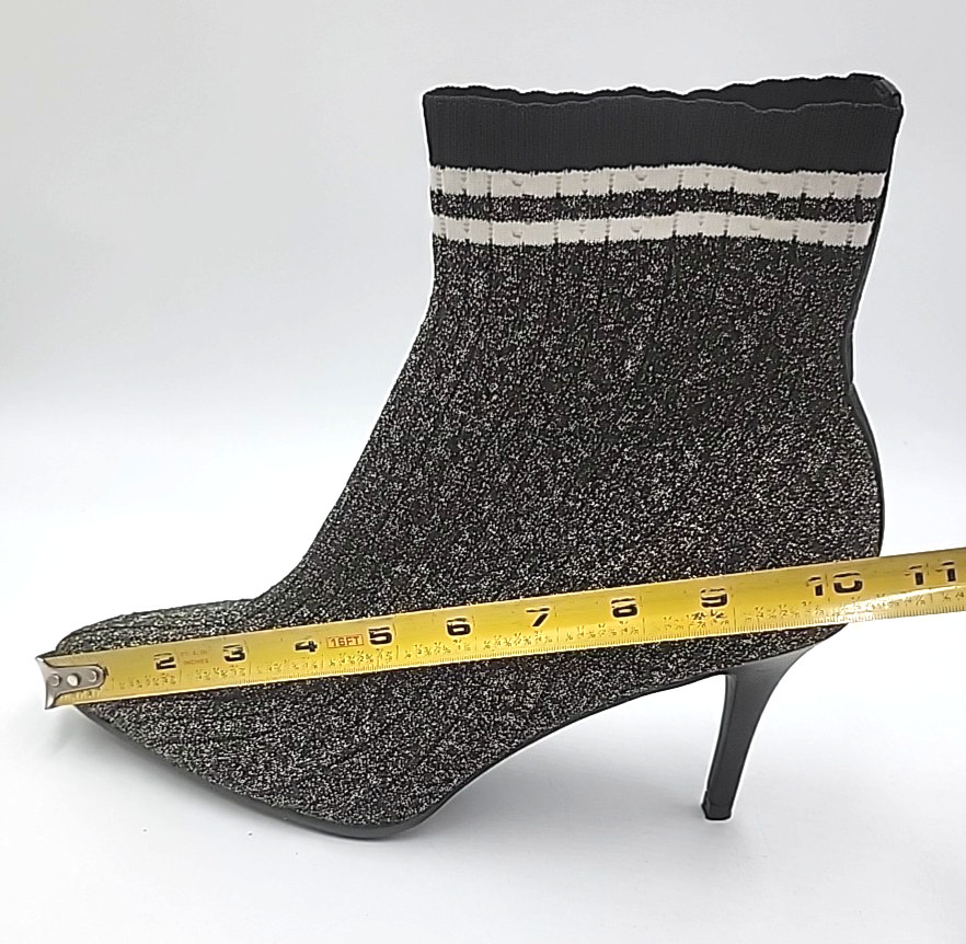 New Stuart Weitzman Waverly Sock Boots Ankle Black Gold Stretch Women’s 10M