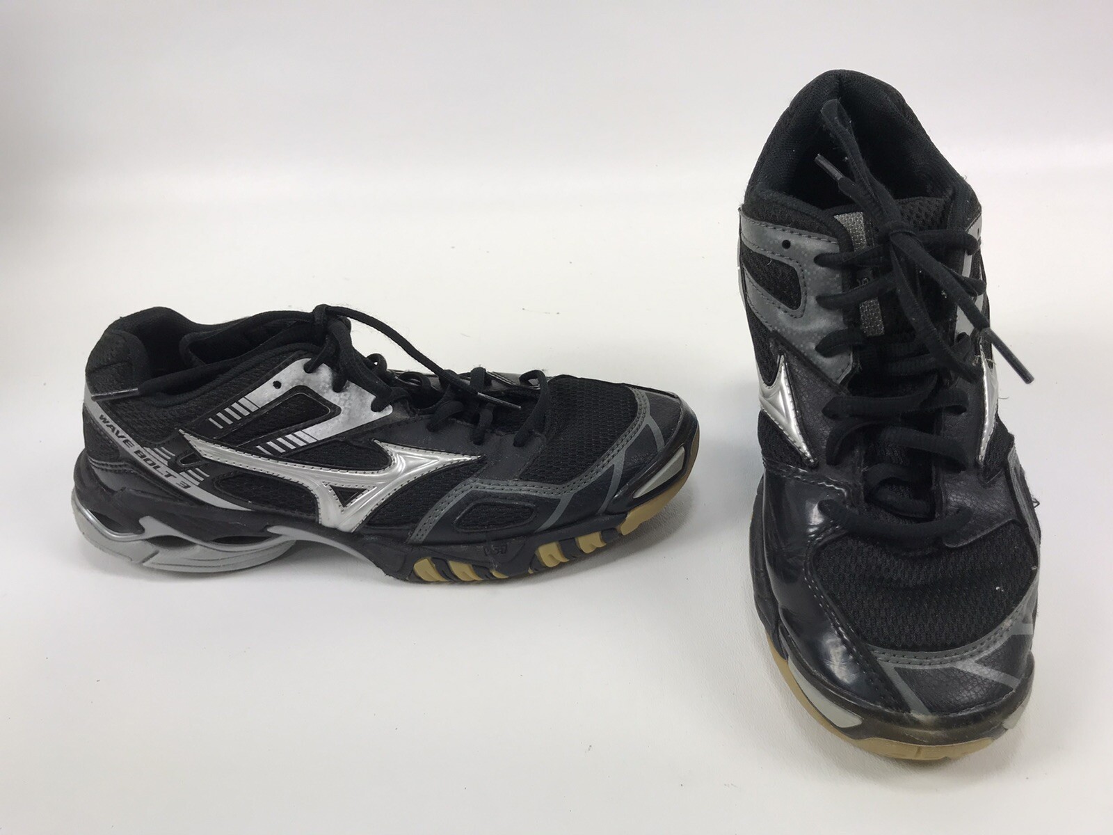 Mizuno Wave Bolt 3 Volley Ball Shoe Women’s Size 8 M Lace-Up Black Silver