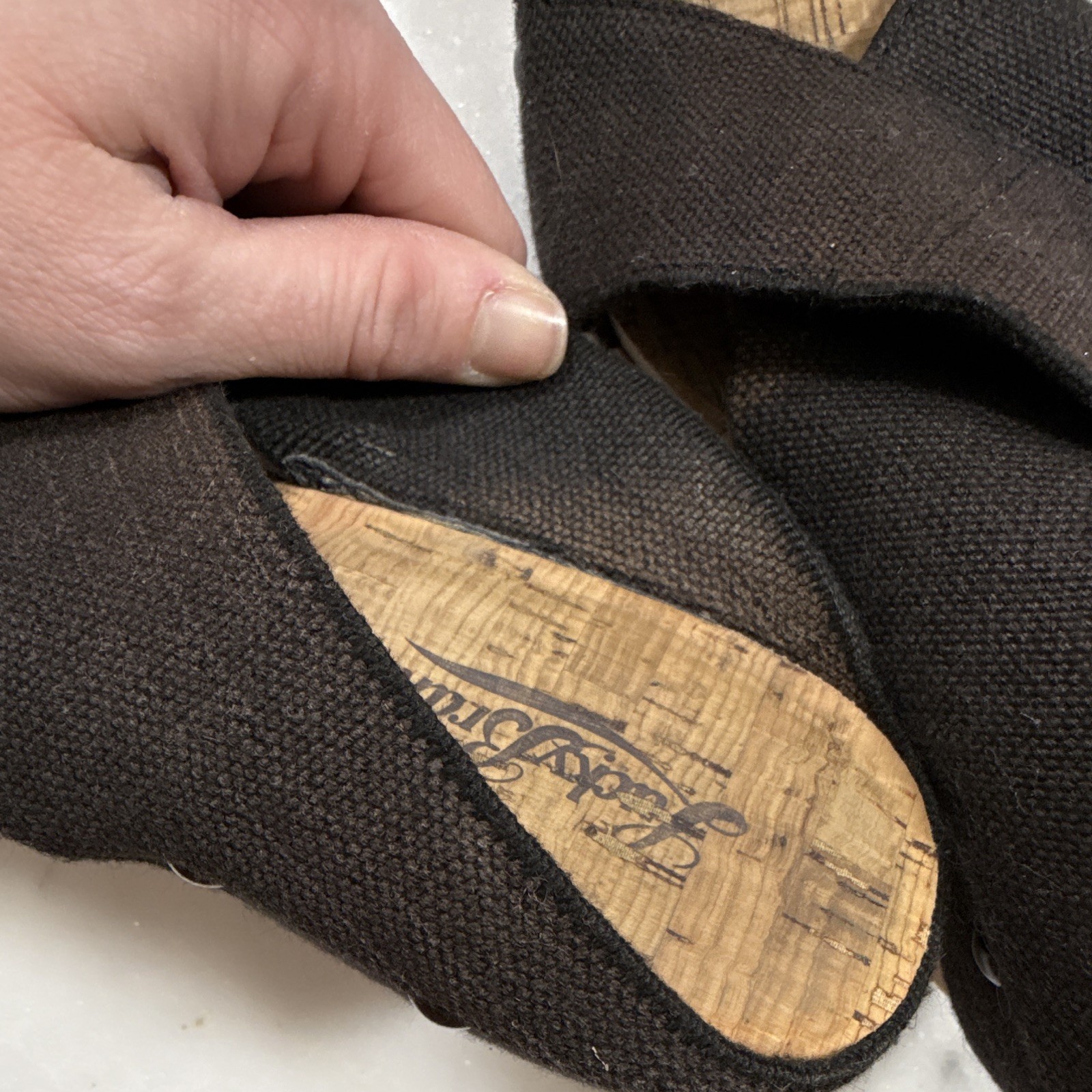 Lucky Brand Women’s Black Crisscross Cork Wedge Slide Sandals 8 M Synthetic