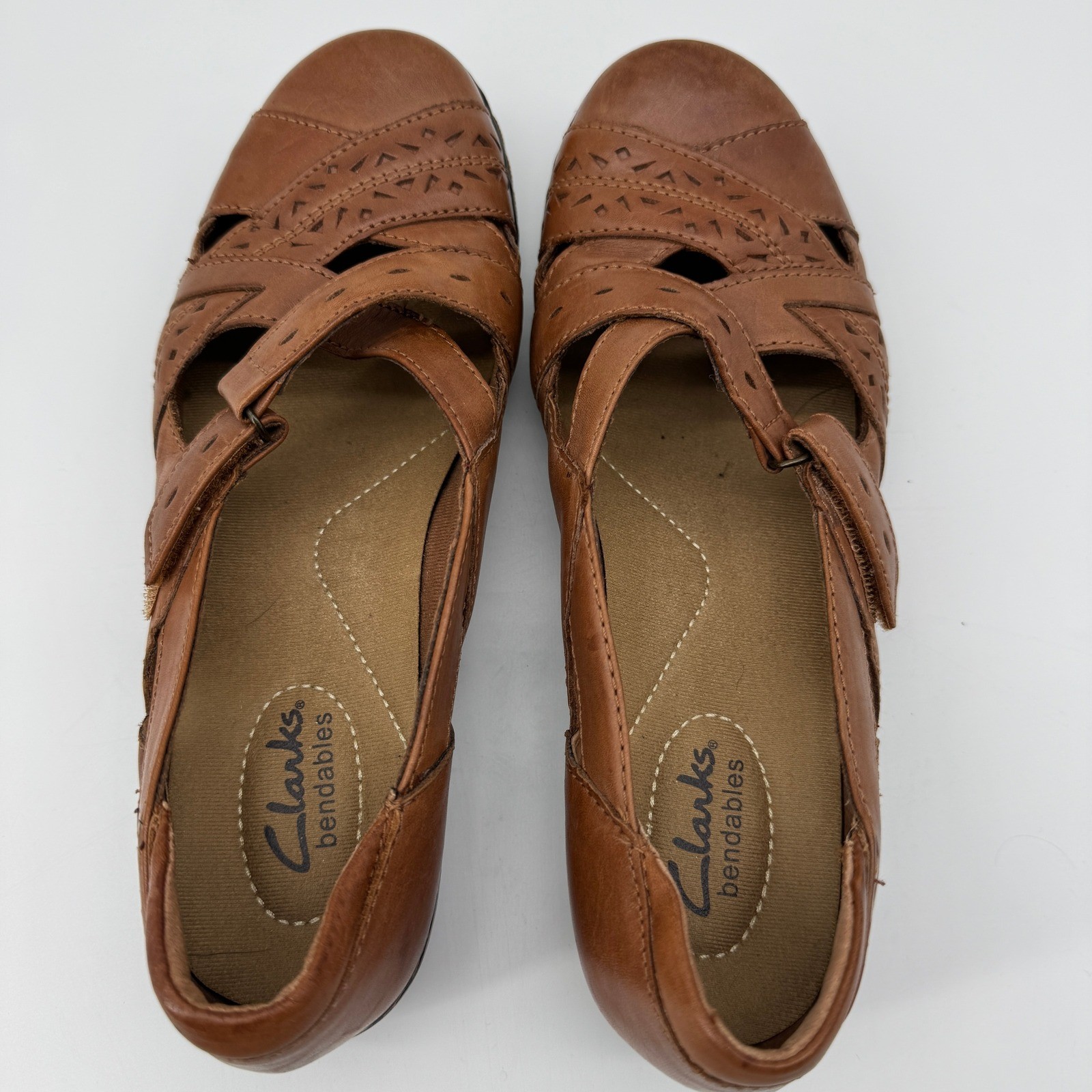 Clarks Bendables Ashland River Flats Loafers 7.5M Leather Comfort Boho Granola