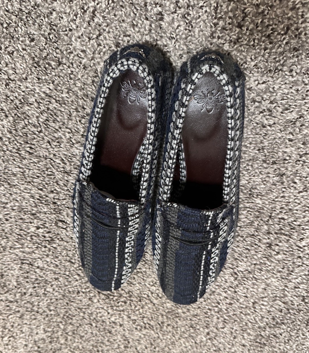 Bougeotte Flaneur Panama Chalet Drill Blue Black Loafers IT 39 EU 39 Women NIB
